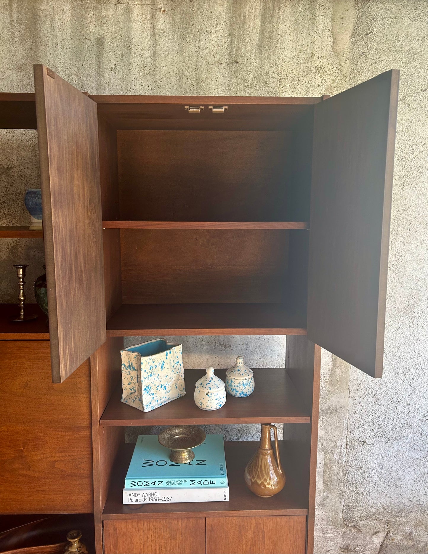 One-piece Walnut Wall Bar Unit / Room Divider