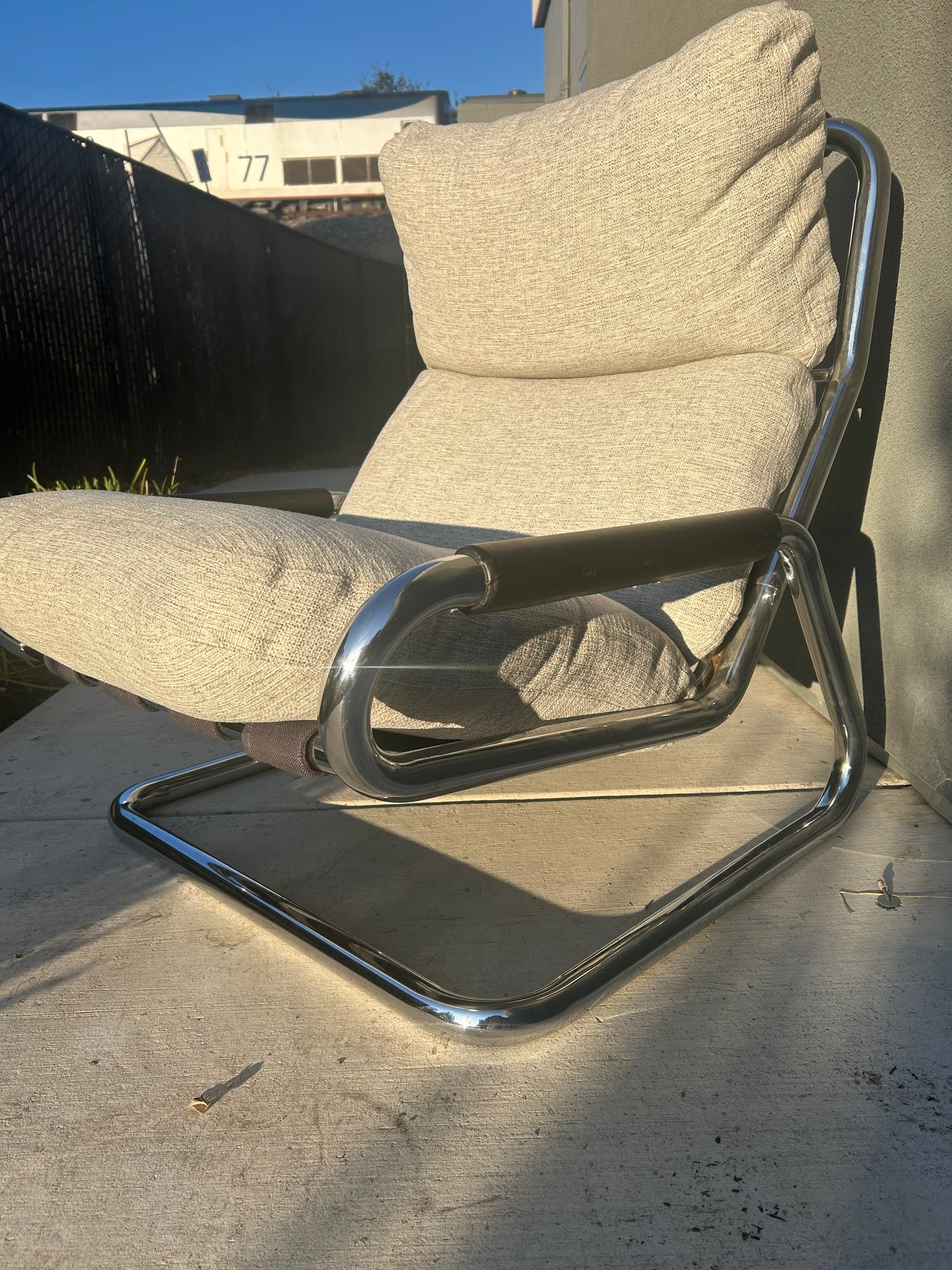 Mid Century Chrome Cantilever Lounge Chair, Circa 1970s