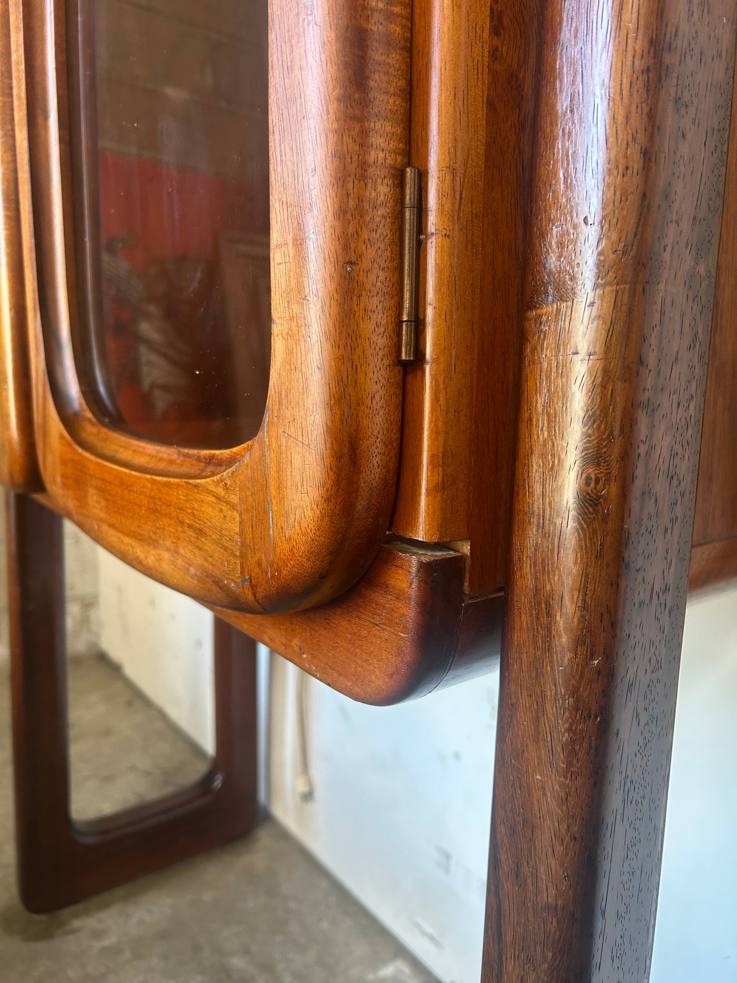 Art Deco Sculptural Walnut Curio Hutch