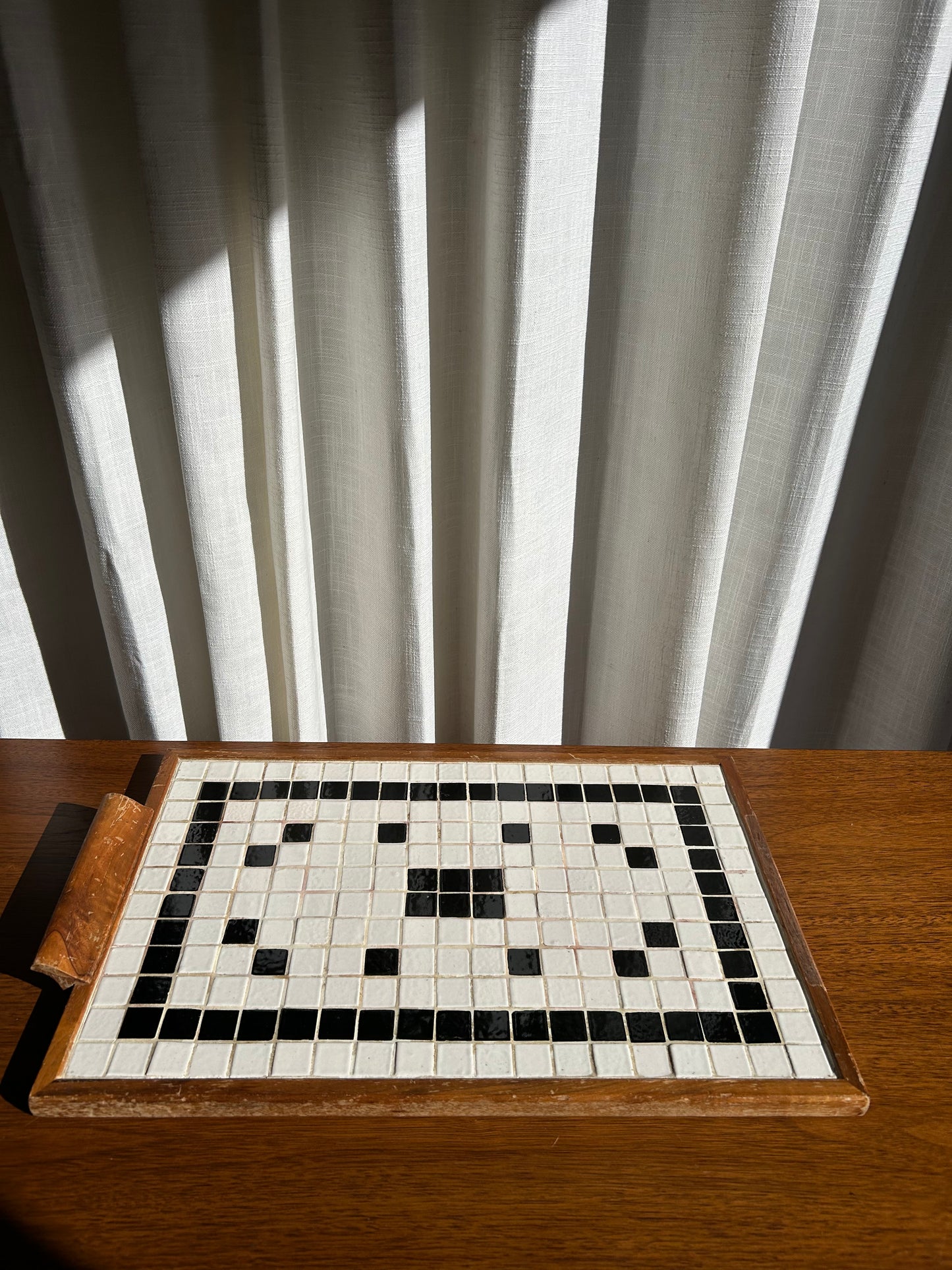 Vintage MCM Teak Tiled Serving Tray