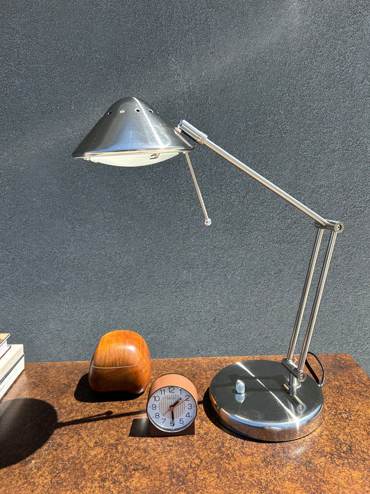 Postmodern UFO Chrome Articulated Desk Lamp, Circa 1990s