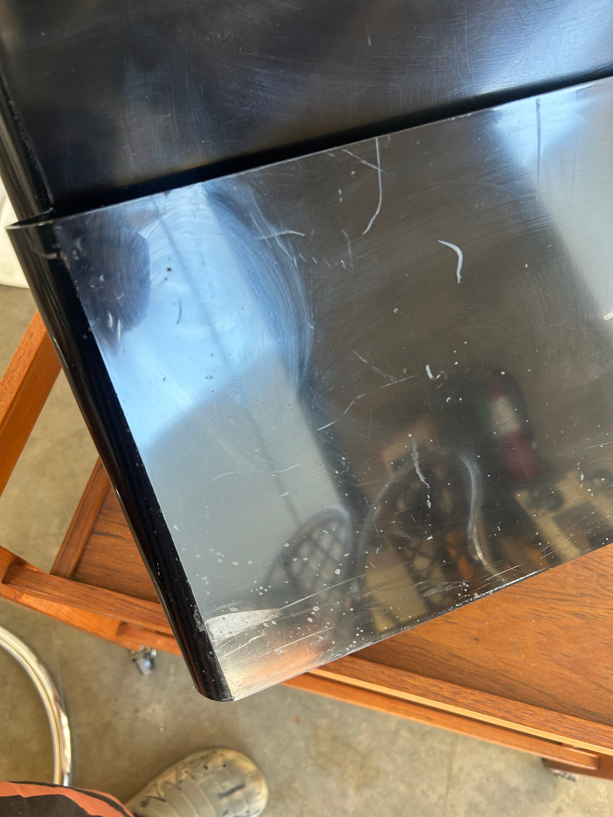 Vintage Black Kartell Magazine Rack with Handle, Circa 1970s