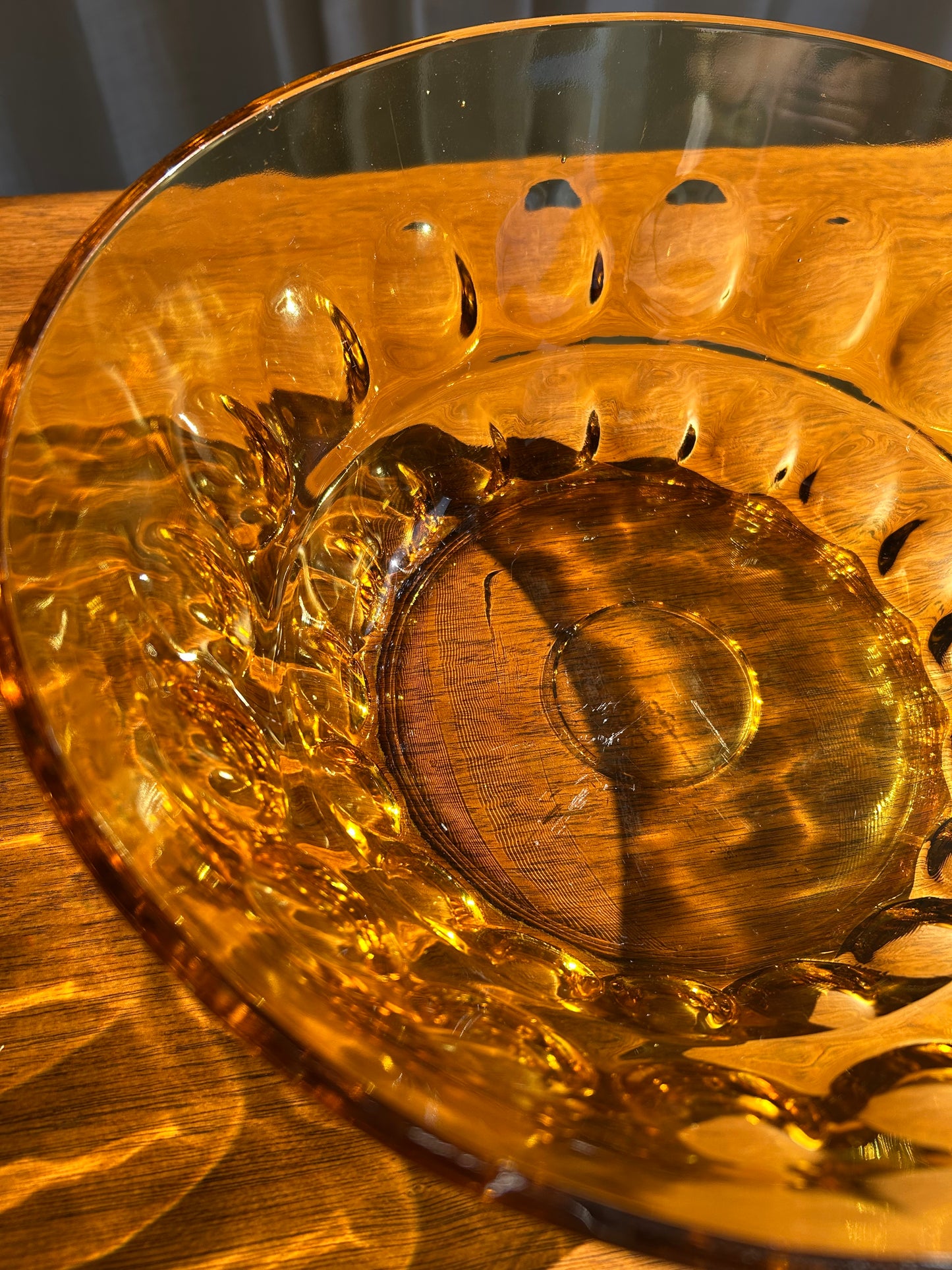 MCM Thumbprint Amber Serving Bowl, Circa 1960s