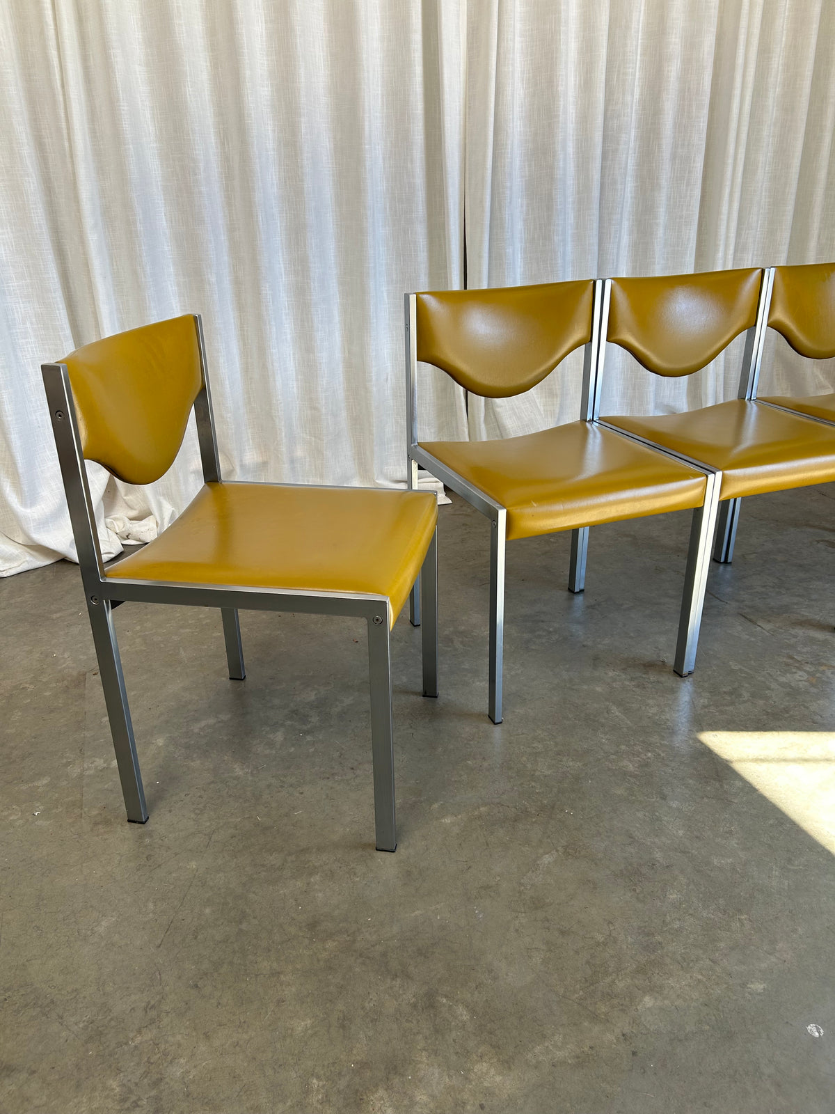 Mid-Century Modern Minimalist Dining Chairs in Ochre from Lübke, 1960s, Set of 4