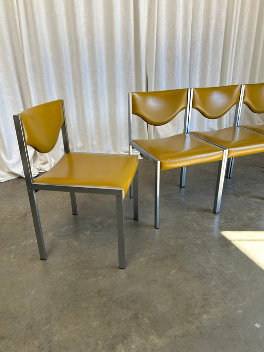 Mid-Century Modern Minimalist Dining Chairs in Ochre from Lübke, 1960s, Set of 4