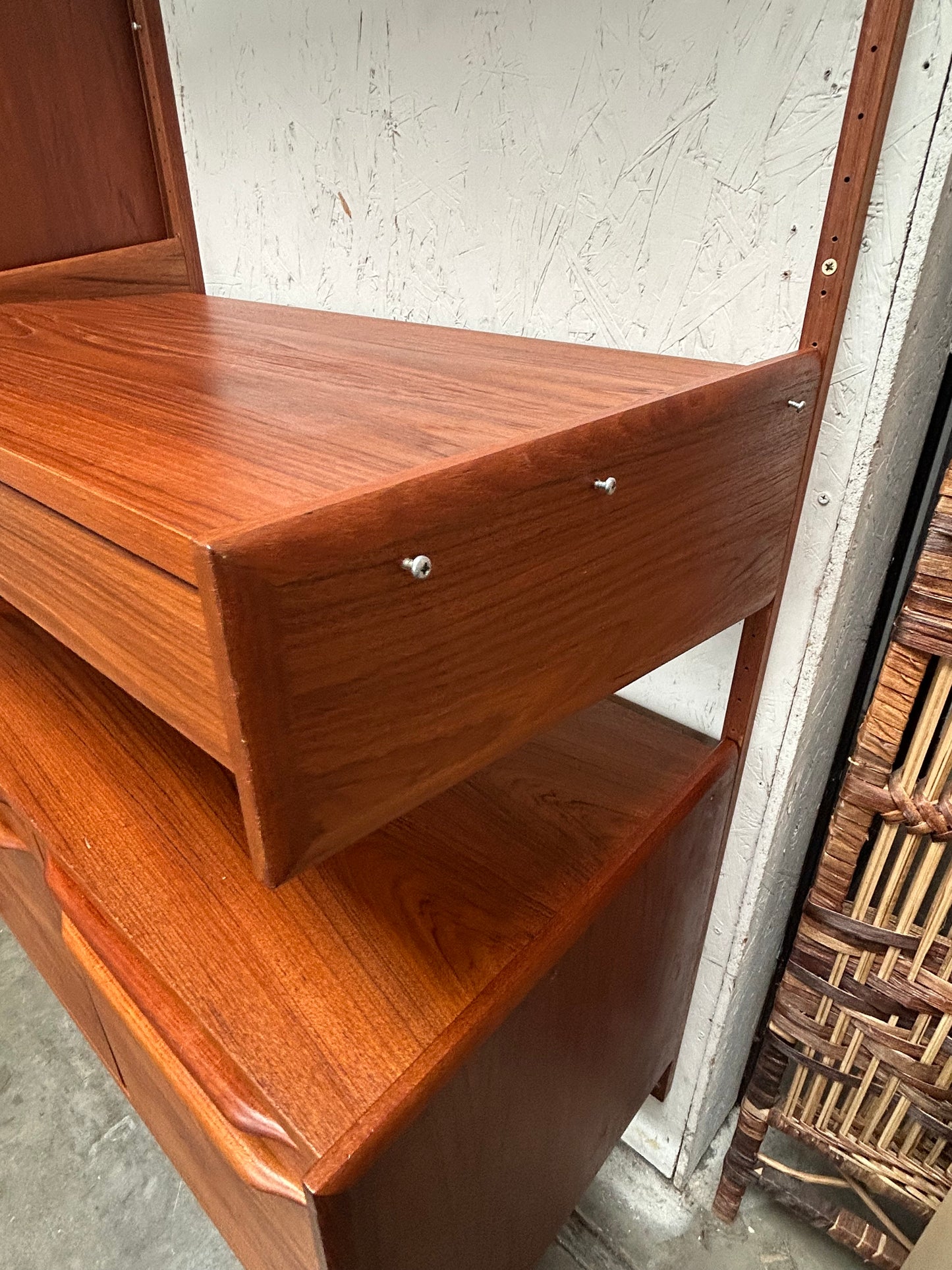 2-3 Bay Pega Teak Modular Wall Unit by Juul Christensen, Imported by Scandiline, Circa 1970s