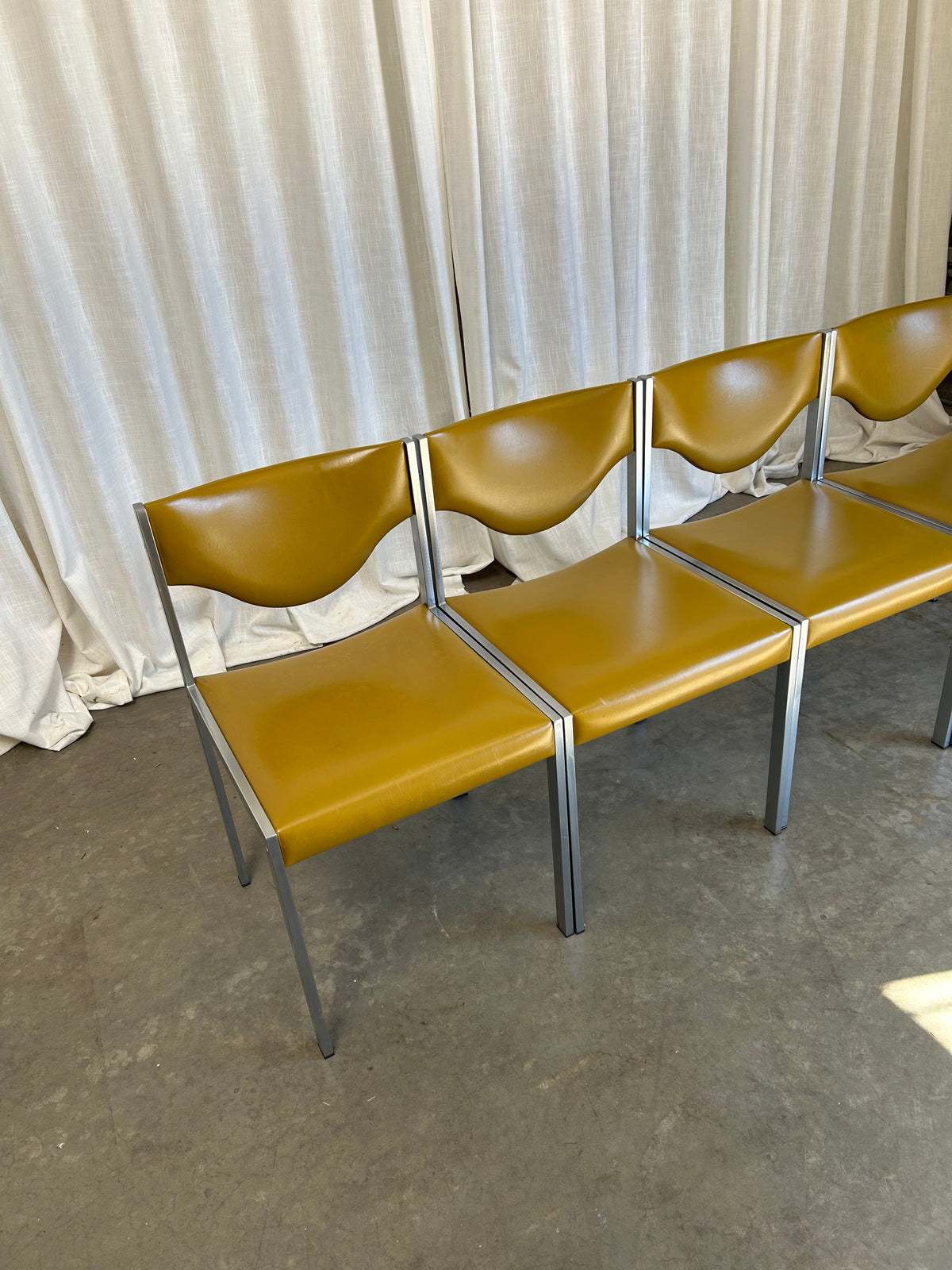 Mid-Century Modern Minimalist Dining Chairs in Ochre from Lübke, 1960s, Set of 4