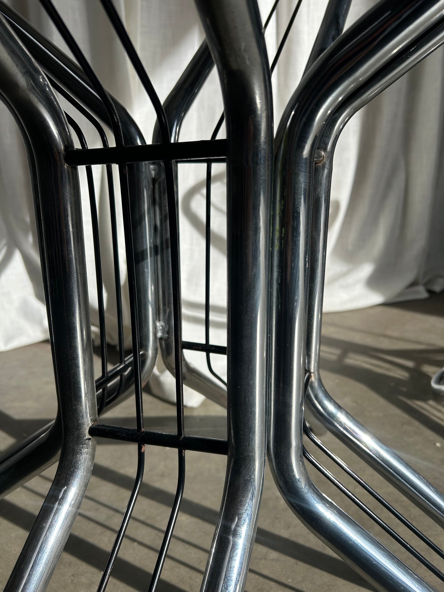 Vintage Italian MCM Chrome and Black Table Bases, in the Style of Gastone Rinaldi, Circa 1970s