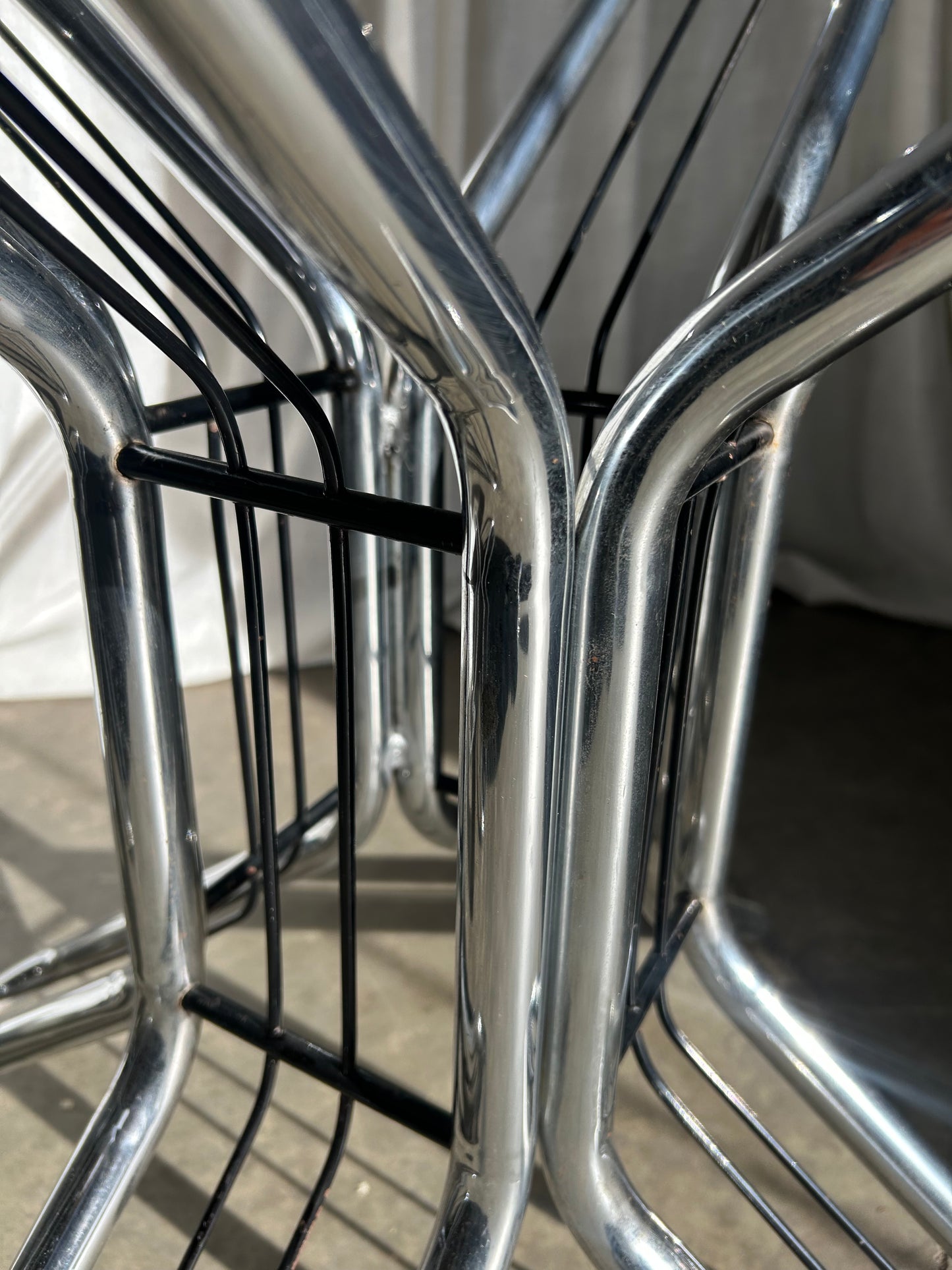Vintage Italian MCM Chrome and Black Table Bases, in the Style of Gastone Rinaldi, Circa 1970s