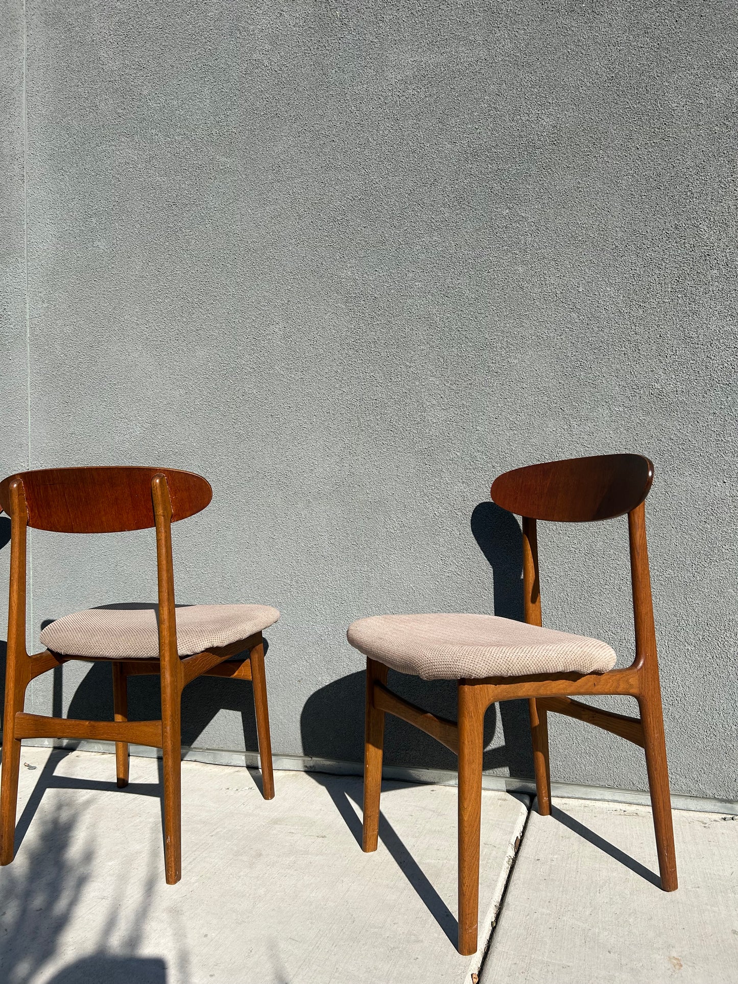Vintage MCM Sculptural Teak Wood Dining Chairs, Set of 4, Circa 1960s