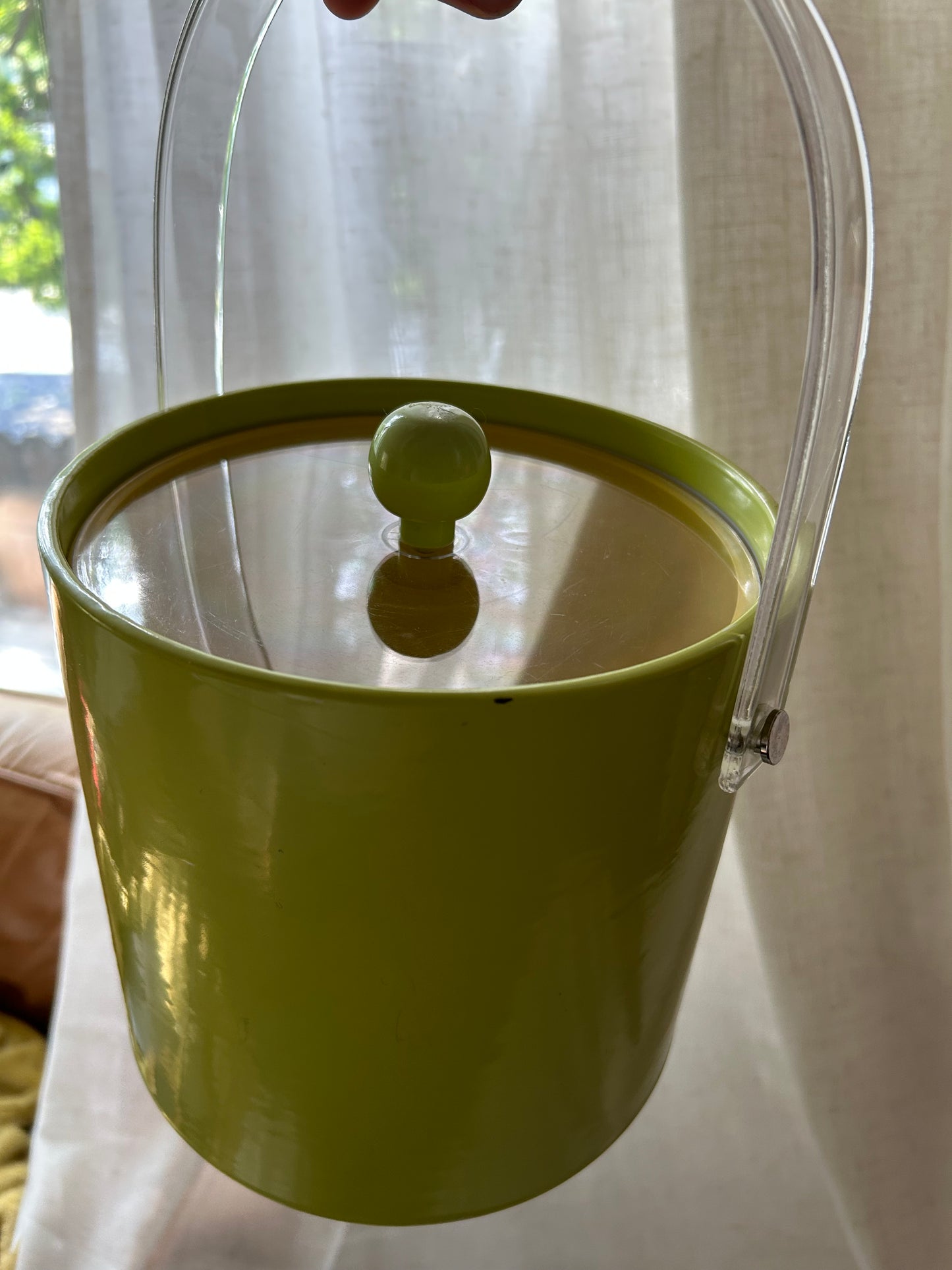 Vintage MCM Neon Yellow Acrylic Ice Bucket/Wine Chiller