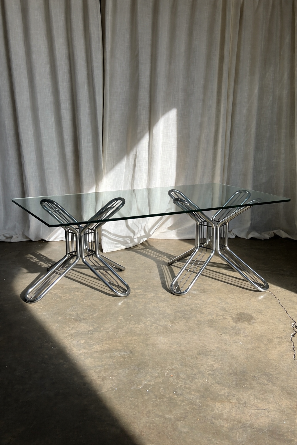 Vintage Italian MCM Chrome and Black Table Bases, in the Style of Gastone Rinaldi, Circa 1970s