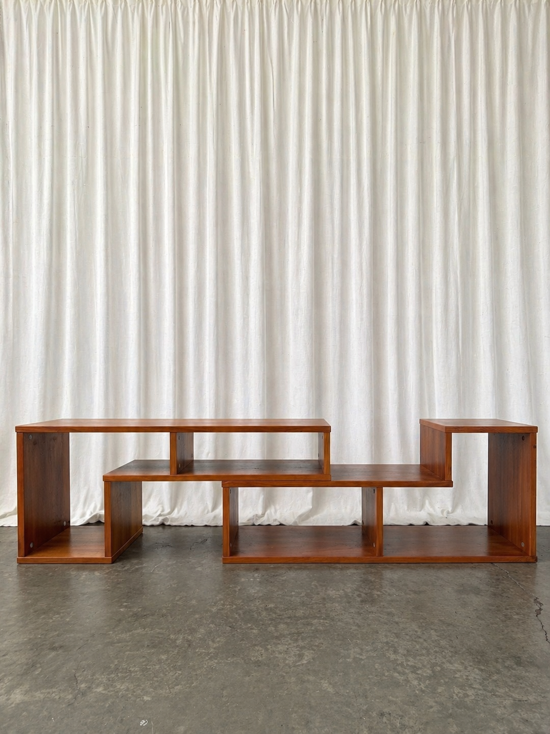 Vintage Teak Modern 2 Piece Modular Low Bookcase Console