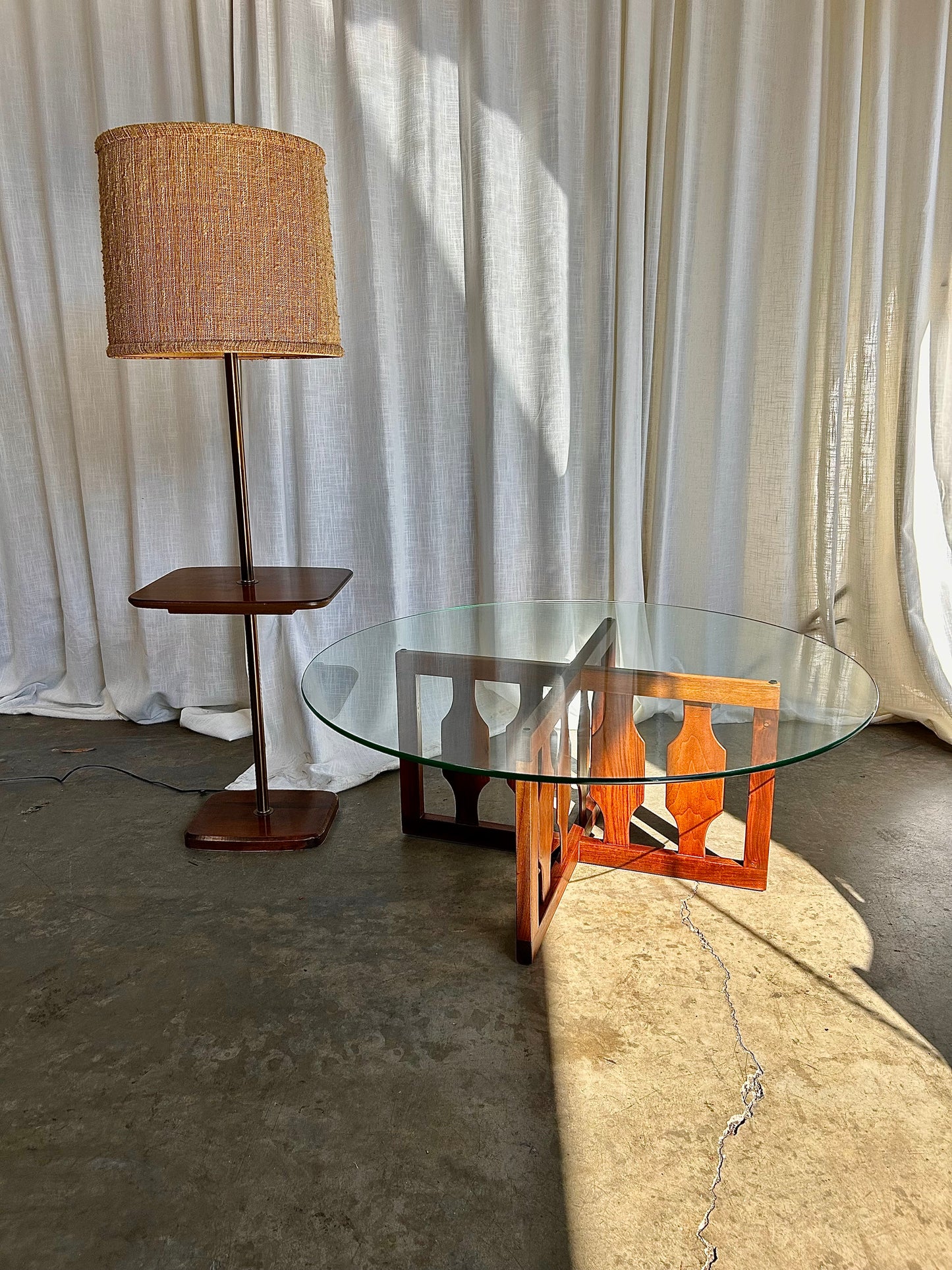 Mid Century Modern Floor Lamp w/ Side Table, Circa 1960’s