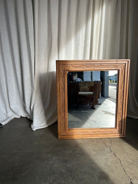 Vintage Carved Faux Bois Barbed Wire Mirror, Circa 1970s