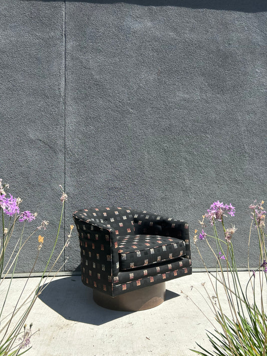 Mid Century Milo Baughman Checkered Tub Chair, Circa 1970s