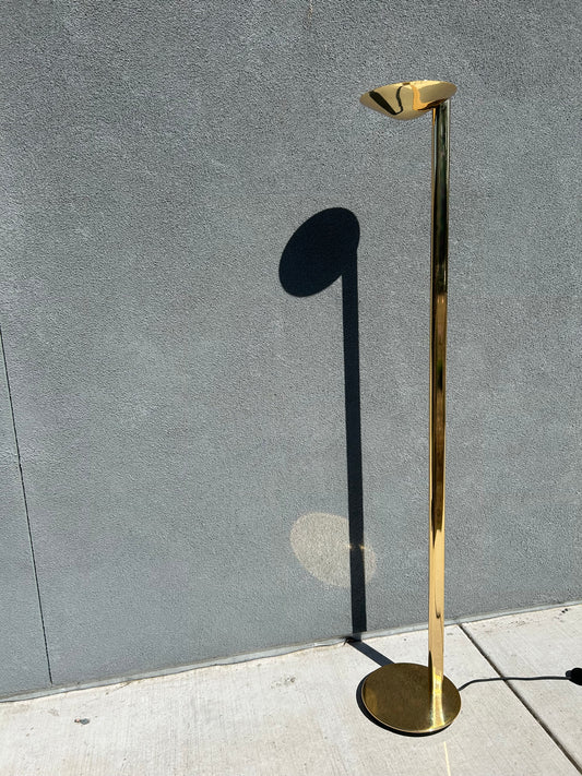 Minimal Brass Torch Floor Lamp, Circa 1980s