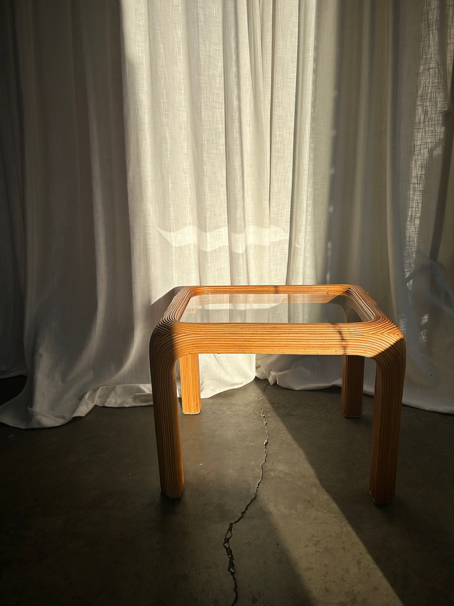 MCM Pencil Reed Rattan Side Table