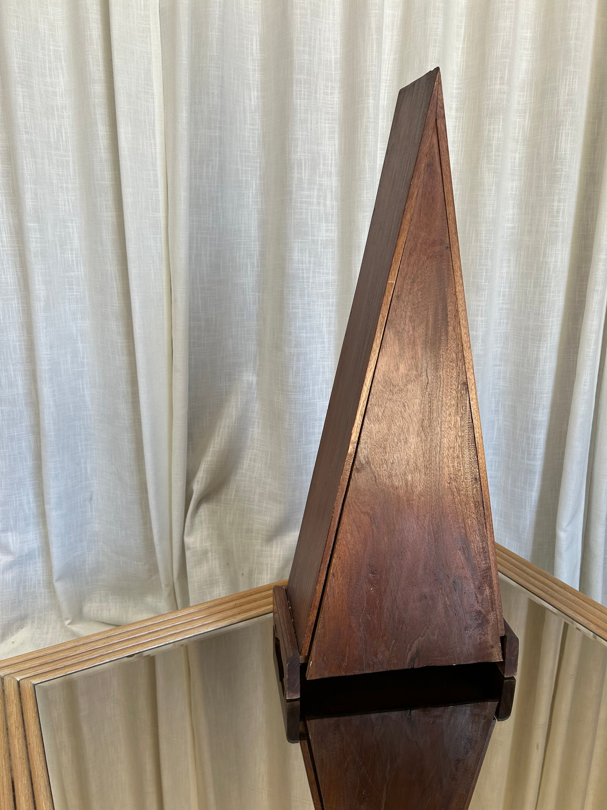 Vintage Solid Wood Pyramid Jewelry Box with 4 Drawers