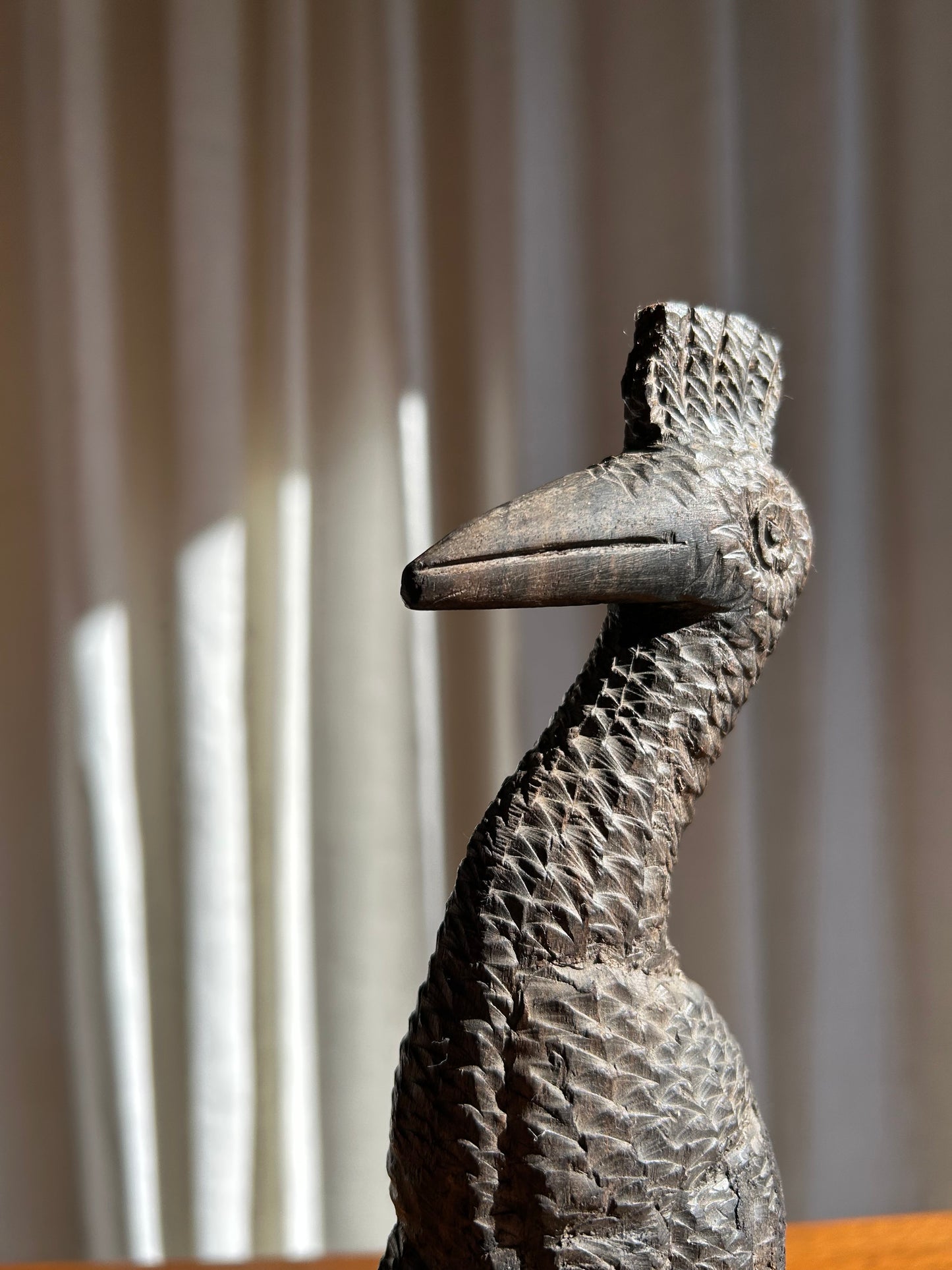 Brutalist African Hand carved Ebony Bird Sculpture