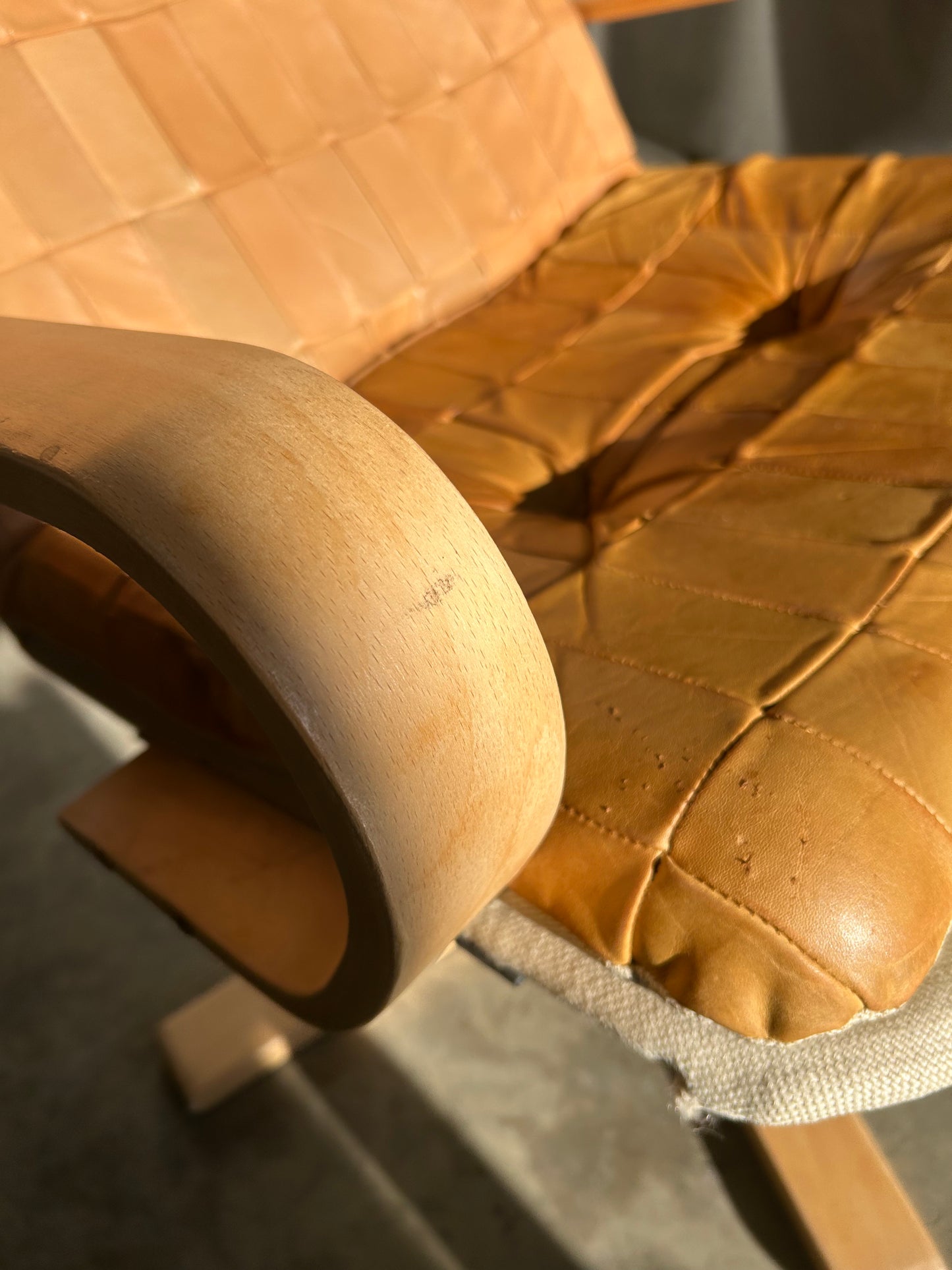 Danish Vintage Style Quilted Leather Swivel Armchair