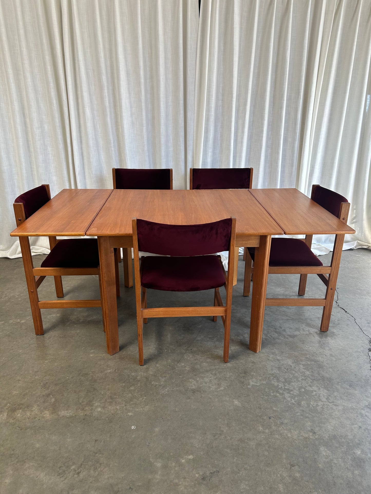 Danish Teak Expandable Square Dining Table w/ 2 draw leaves, Circa 1980s