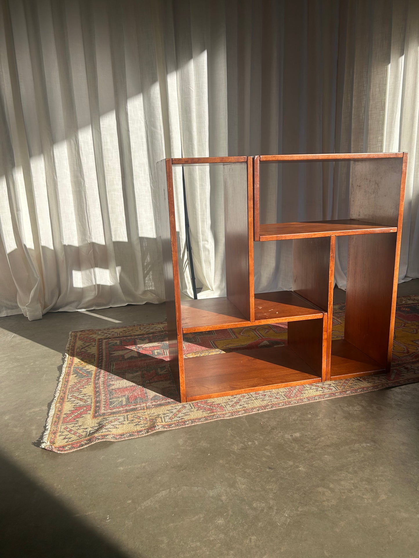 Set of 2 Modular Solid Wood Vintage Puzzle Shelves