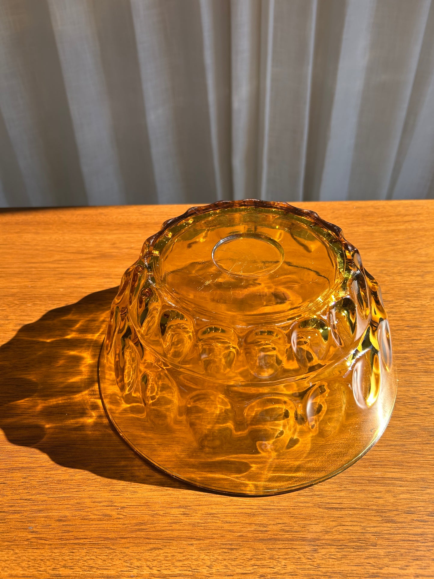 MCM Thumbprint Amber Serving Bowl, Circa 1960s