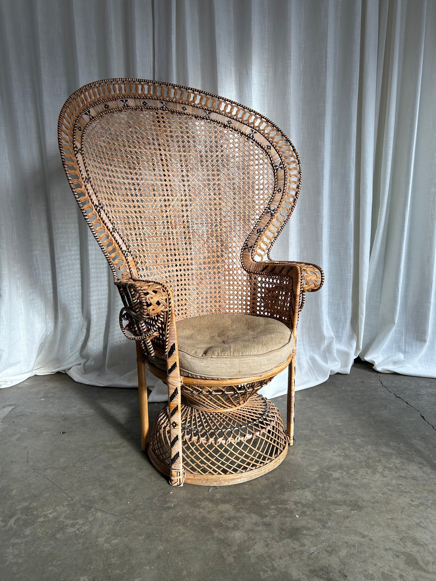 Vintage Emmanuelle Wicker Rattan Peacock Chair