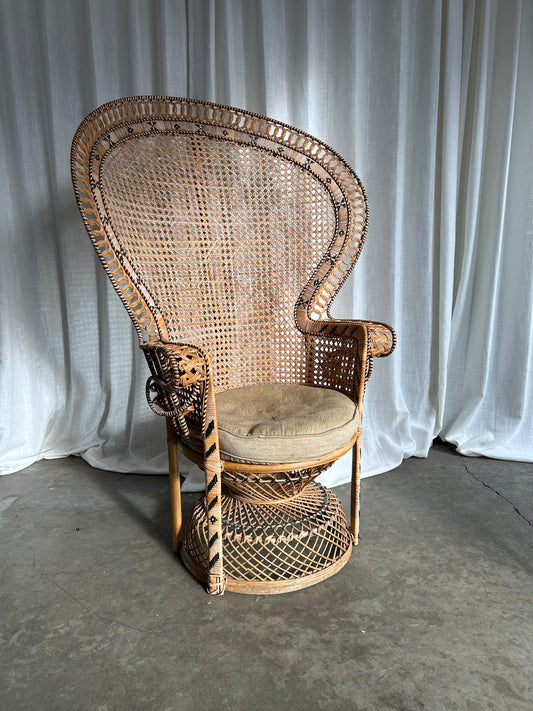 Vintage Emmanuelle Wicker Rattan Peacock Chair