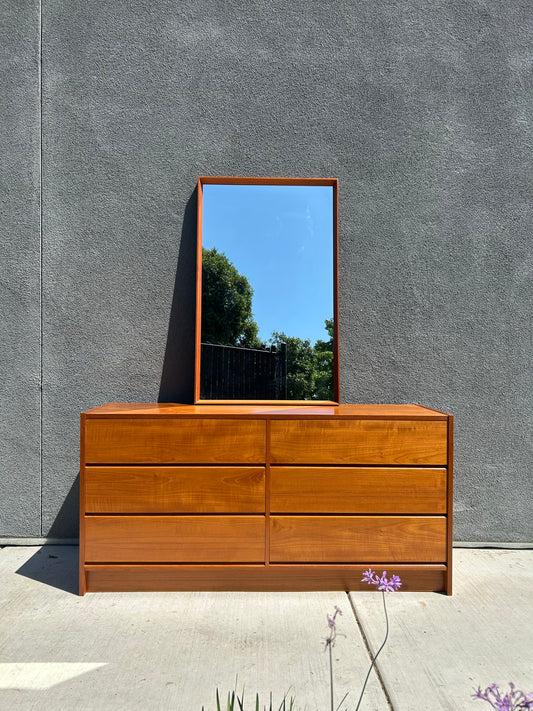 Mid Century Danish Teak Mirror (Dresser Sold), Circa 1970s