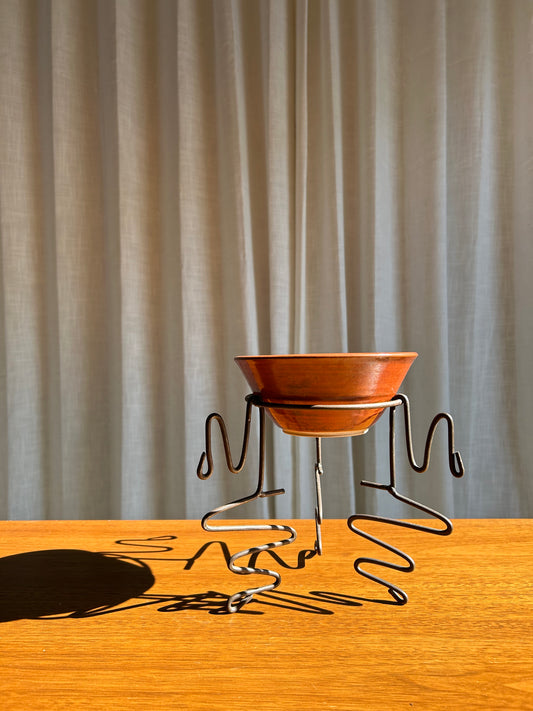 Handmade Abstract Metal Zig Zag Plant Stand or Bowl Pedestal, Bowl Included