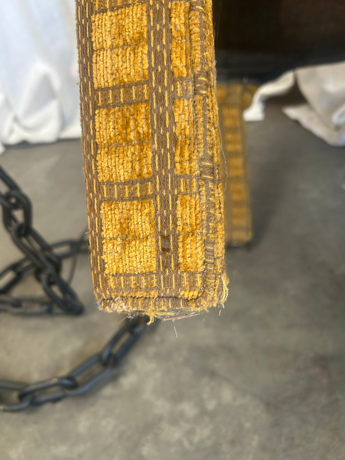 Vintage Gold Velvet Check Ottoman Vanity Stool