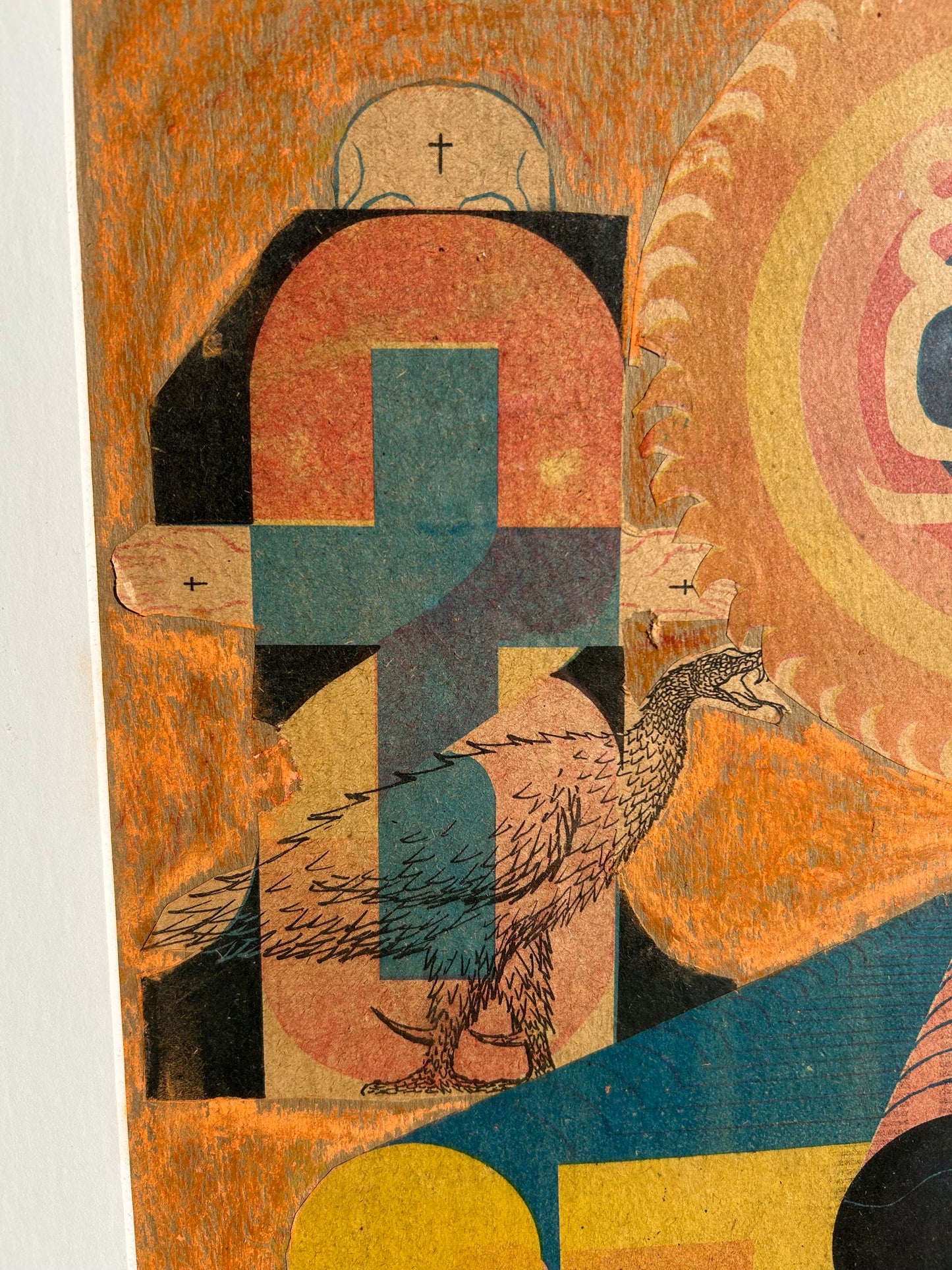 Vintage Multi-Media Abstract Collage, Circa 1970s