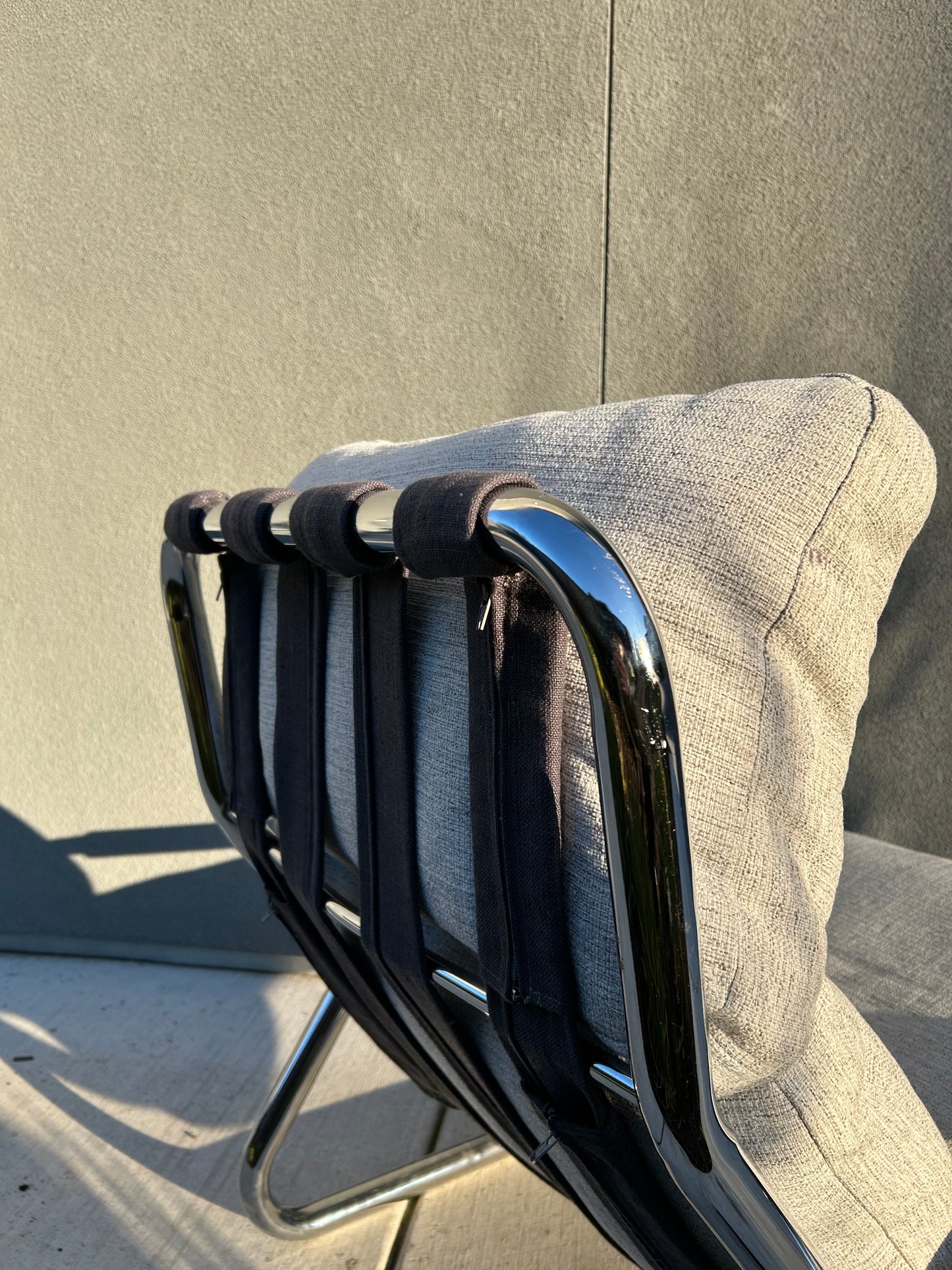 Mid Century Chrome Cantilever Lounge Chair, Circa 1970s