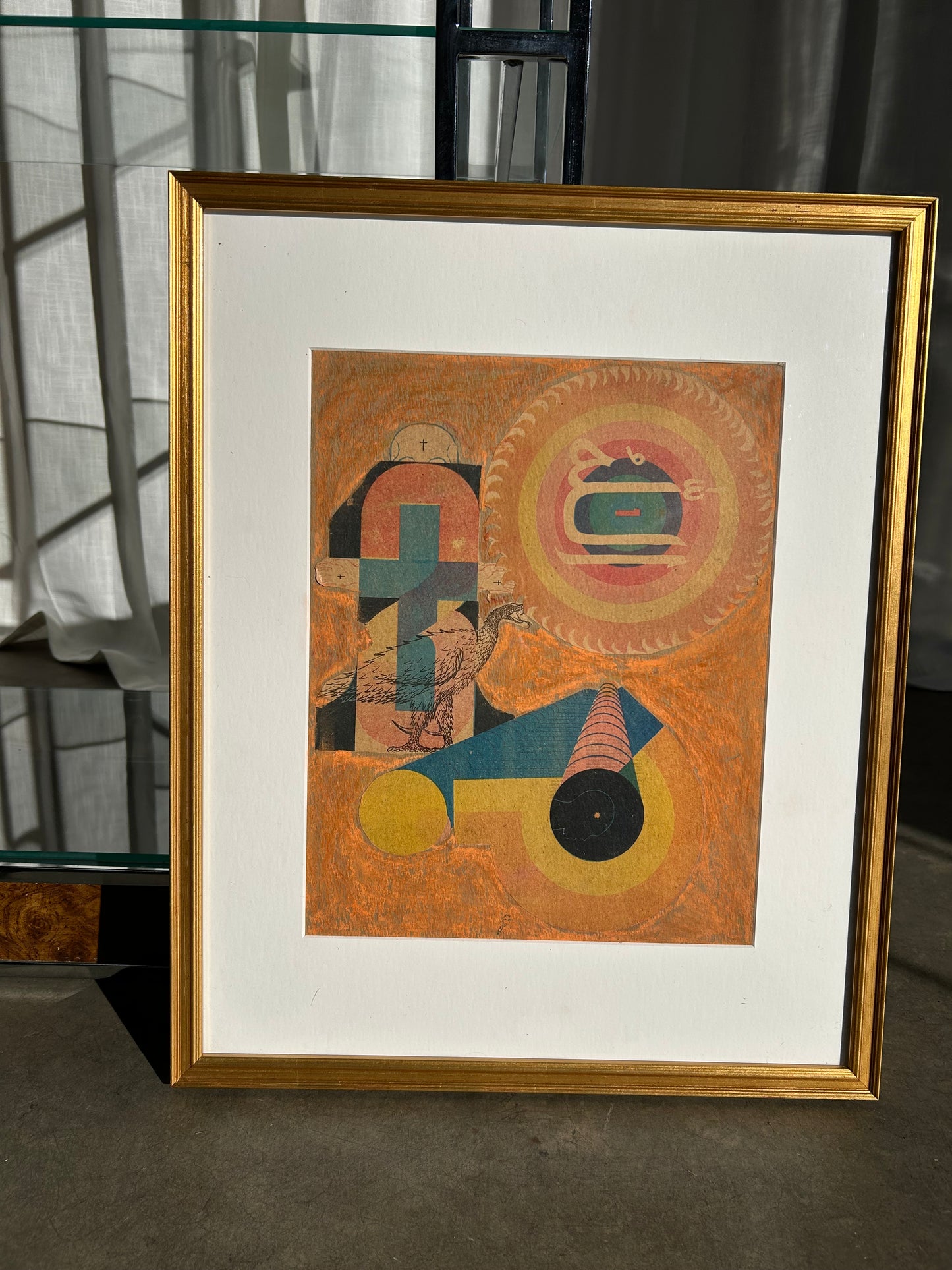 Vintage Multi-Media Abstract Collage, Circa 1970s