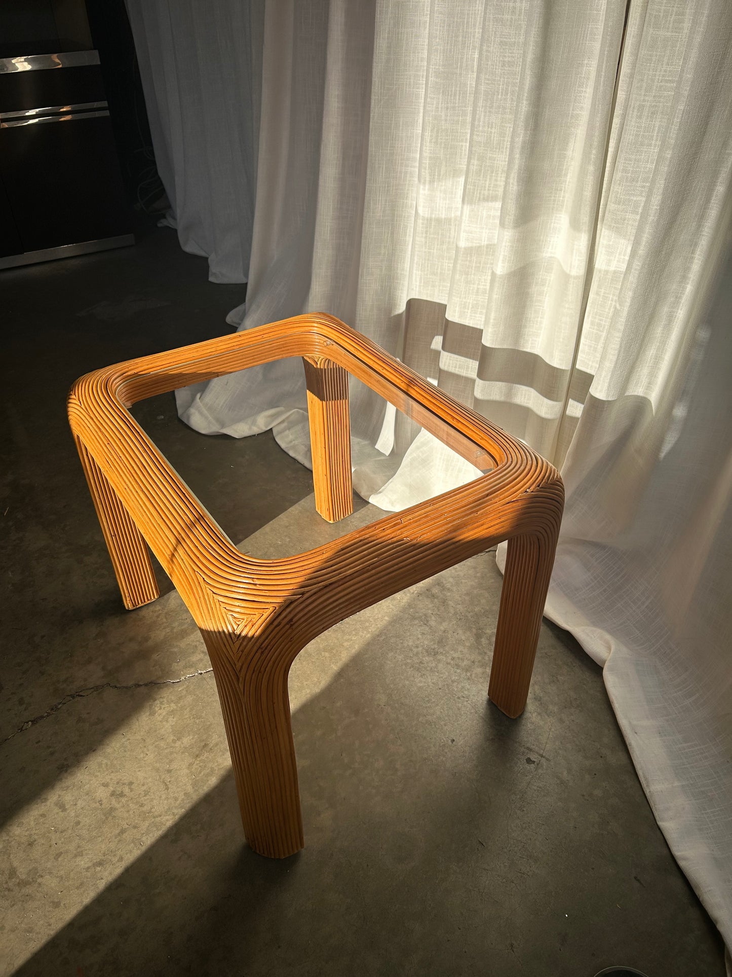 MCM Pencil Reed Rattan Side Table