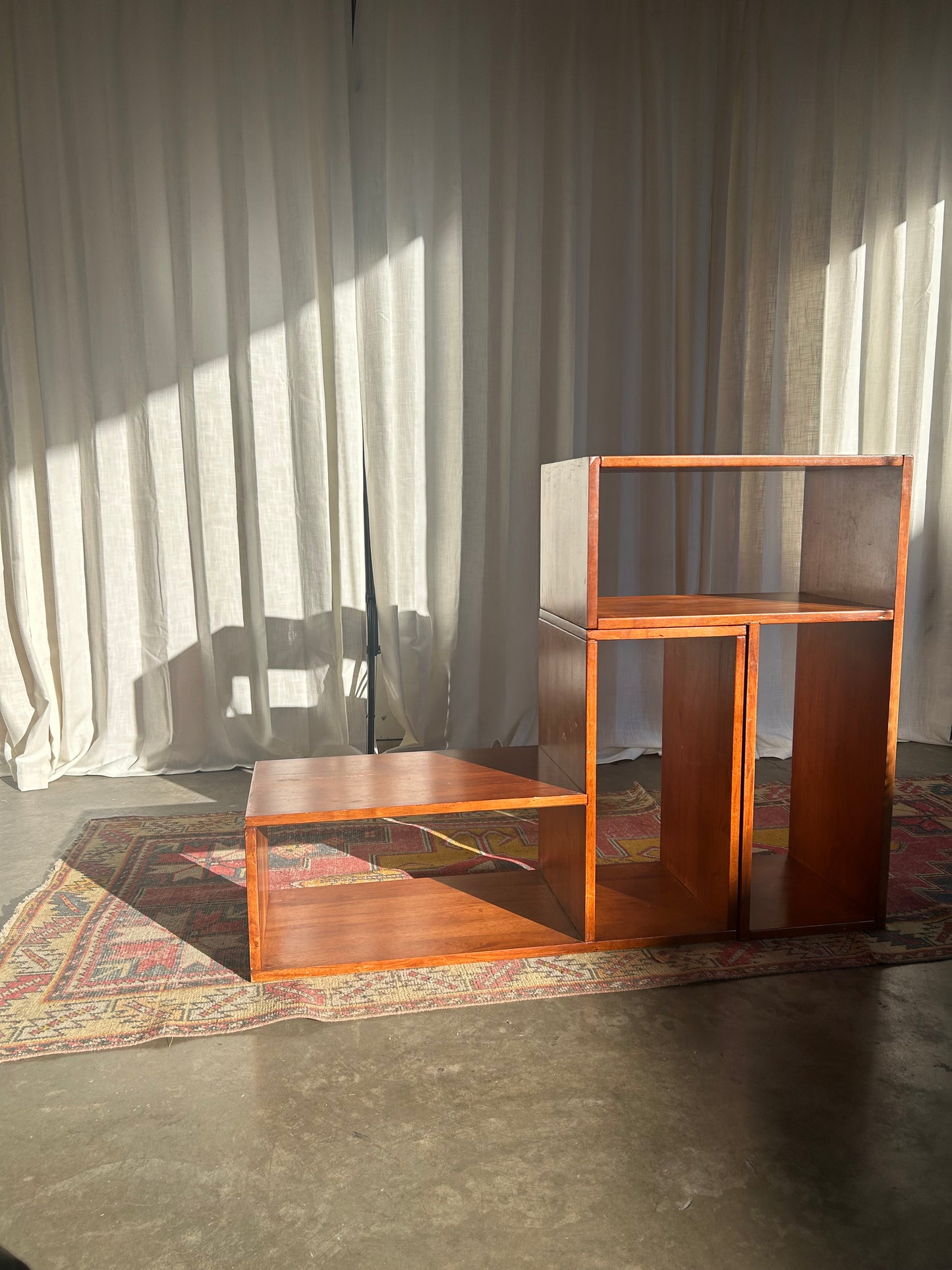 Set of 2 Modular Solid Wood Vintage Puzzle Shelves