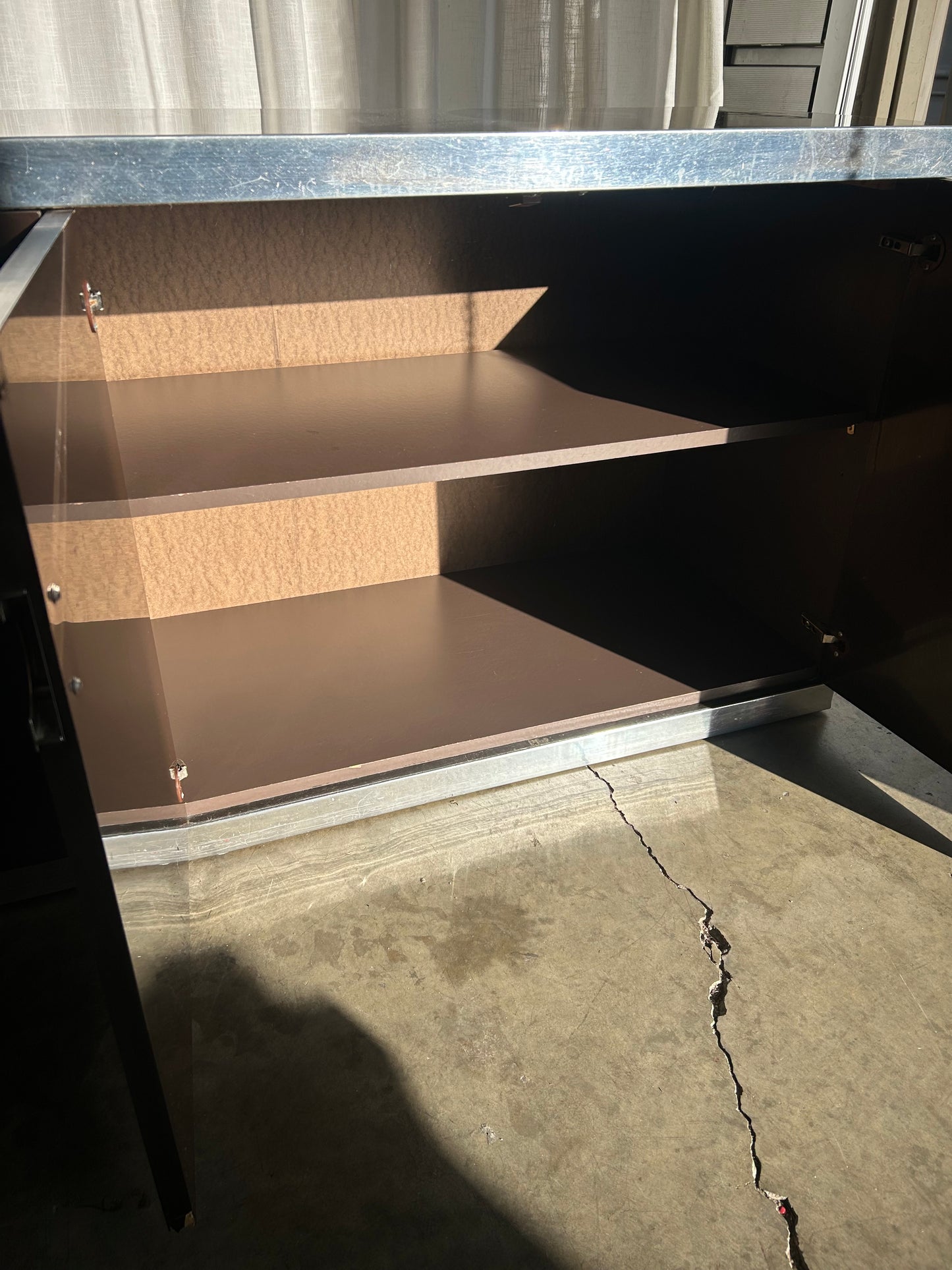 Chocolate Lacquer & Chrome Pierre Cardin Credenza, Circa 1970s