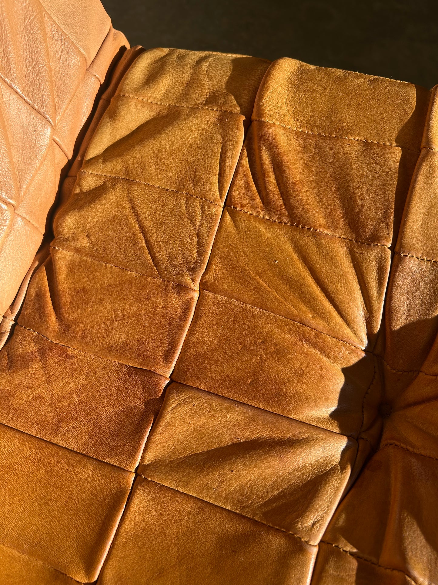 Danish Vintage Style Quilted Leather Swivel Armchair
