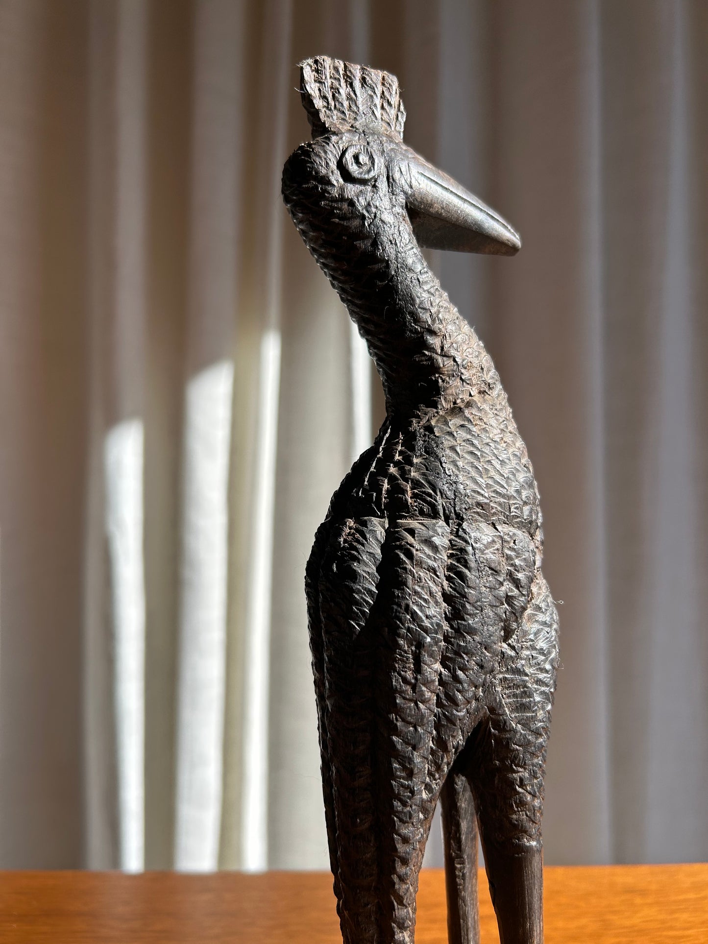 Brutalist African Hand carved Ebony Bird Sculpture