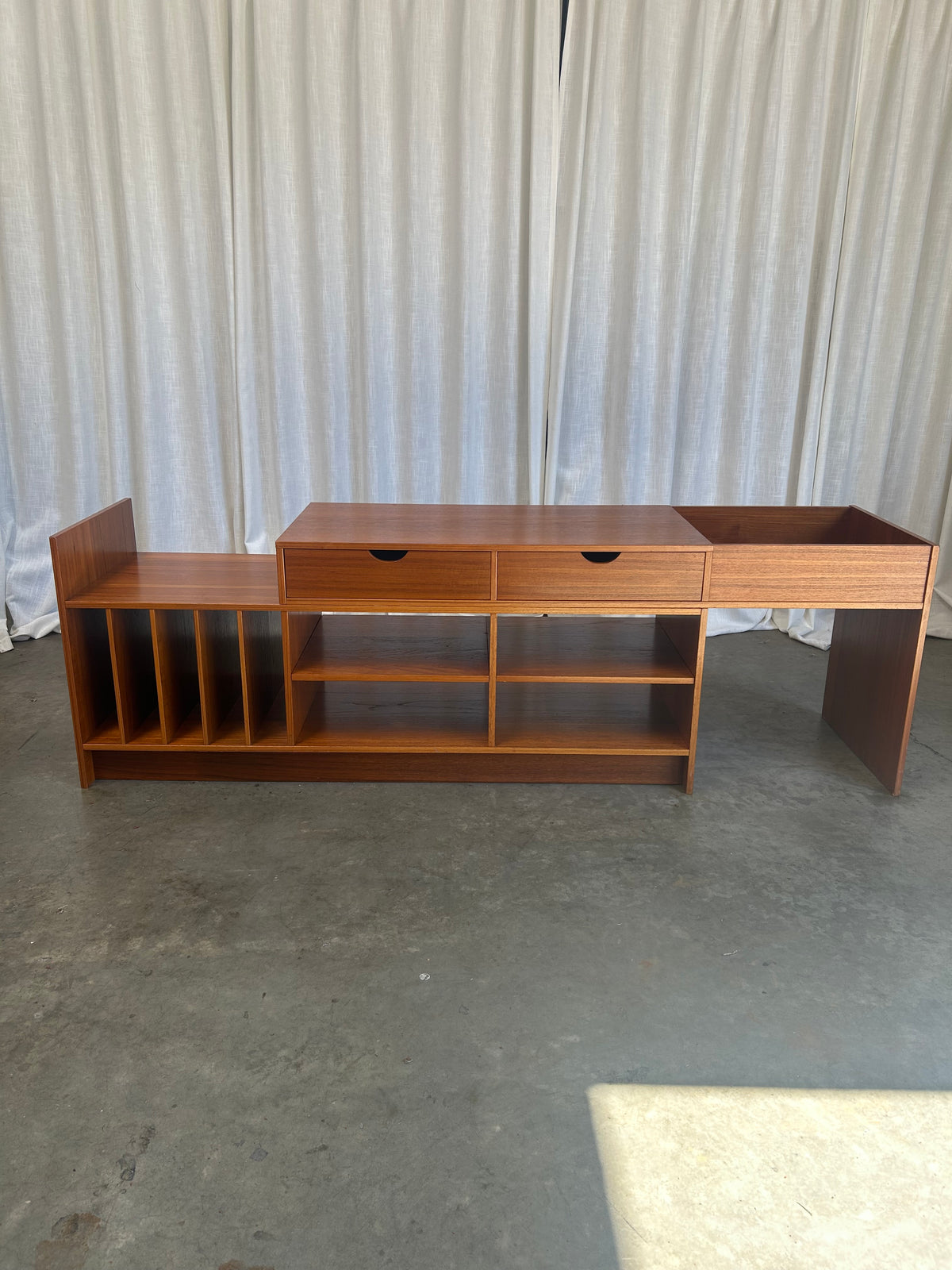 Danish Style Teak Modular Media Record Console Desk