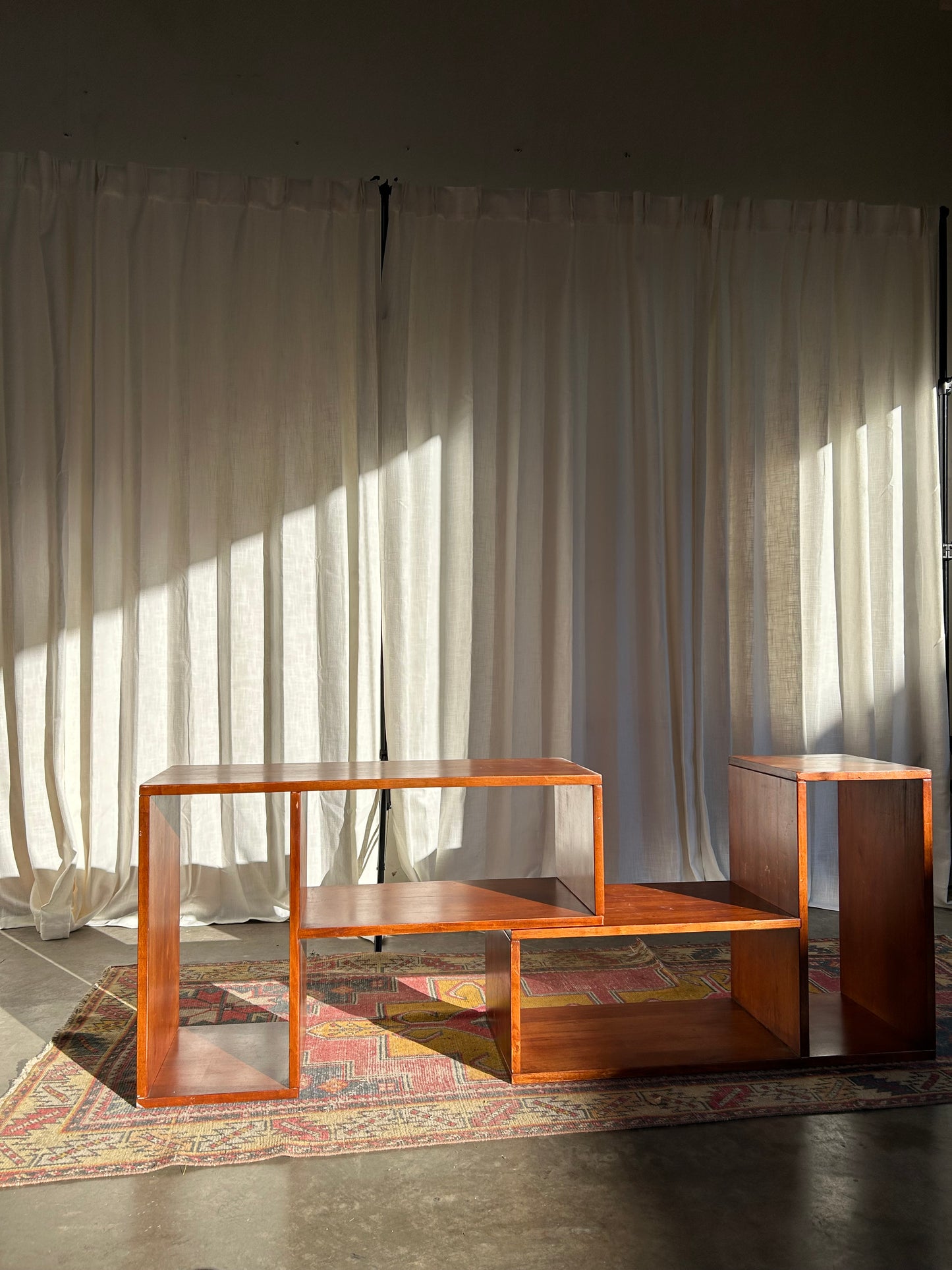 Set of 2 Modular Solid Wood Vintage Puzzle Shelves