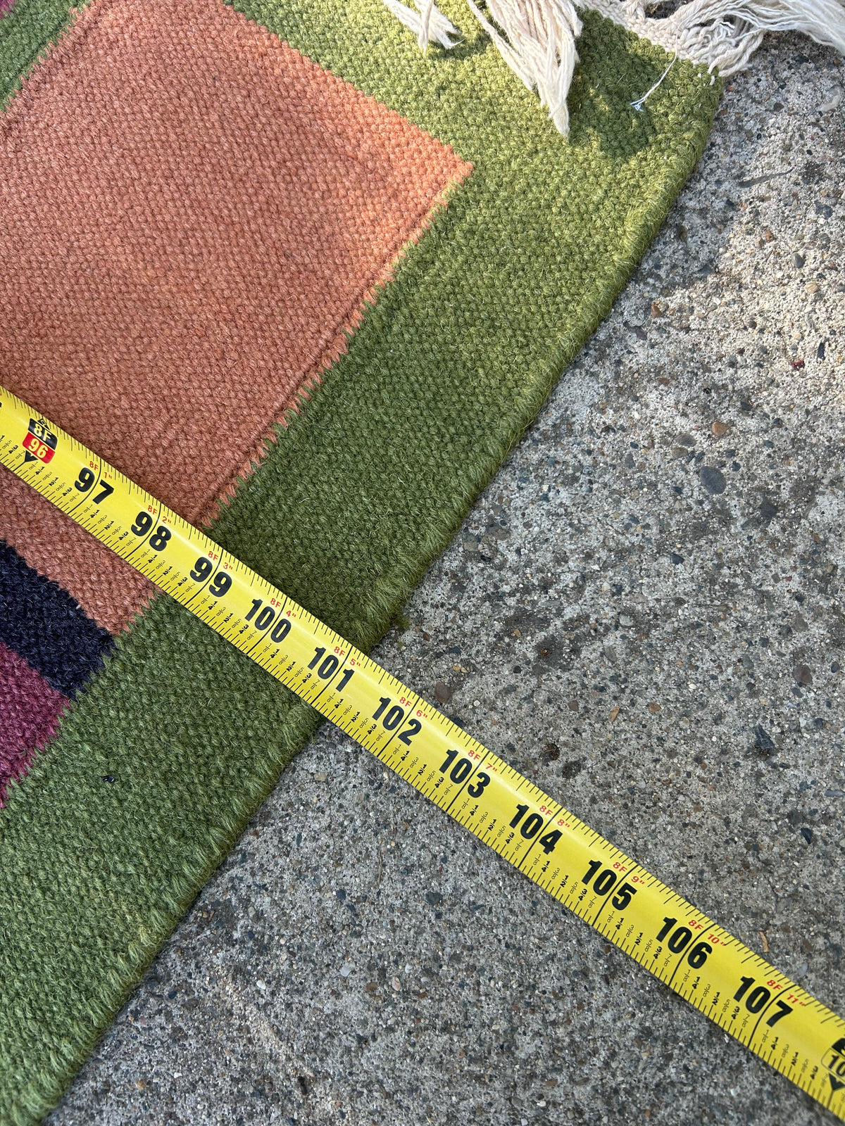 Vintage Geometric Plaid Kilim Flatweave Rug