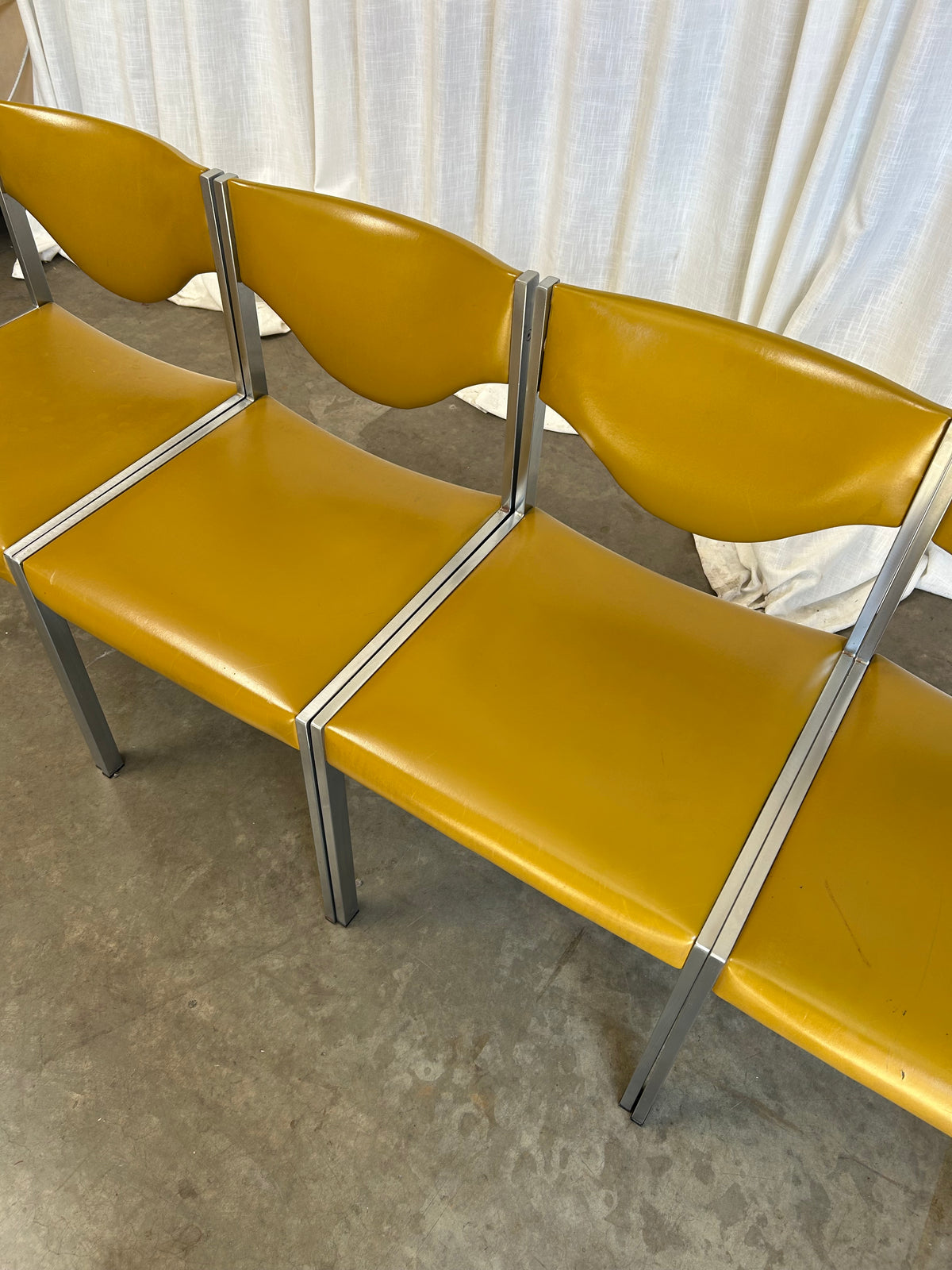Mid-Century Modern Minimalist Dining Chairs in Ochre from Lübke, 1960s, Set of 4