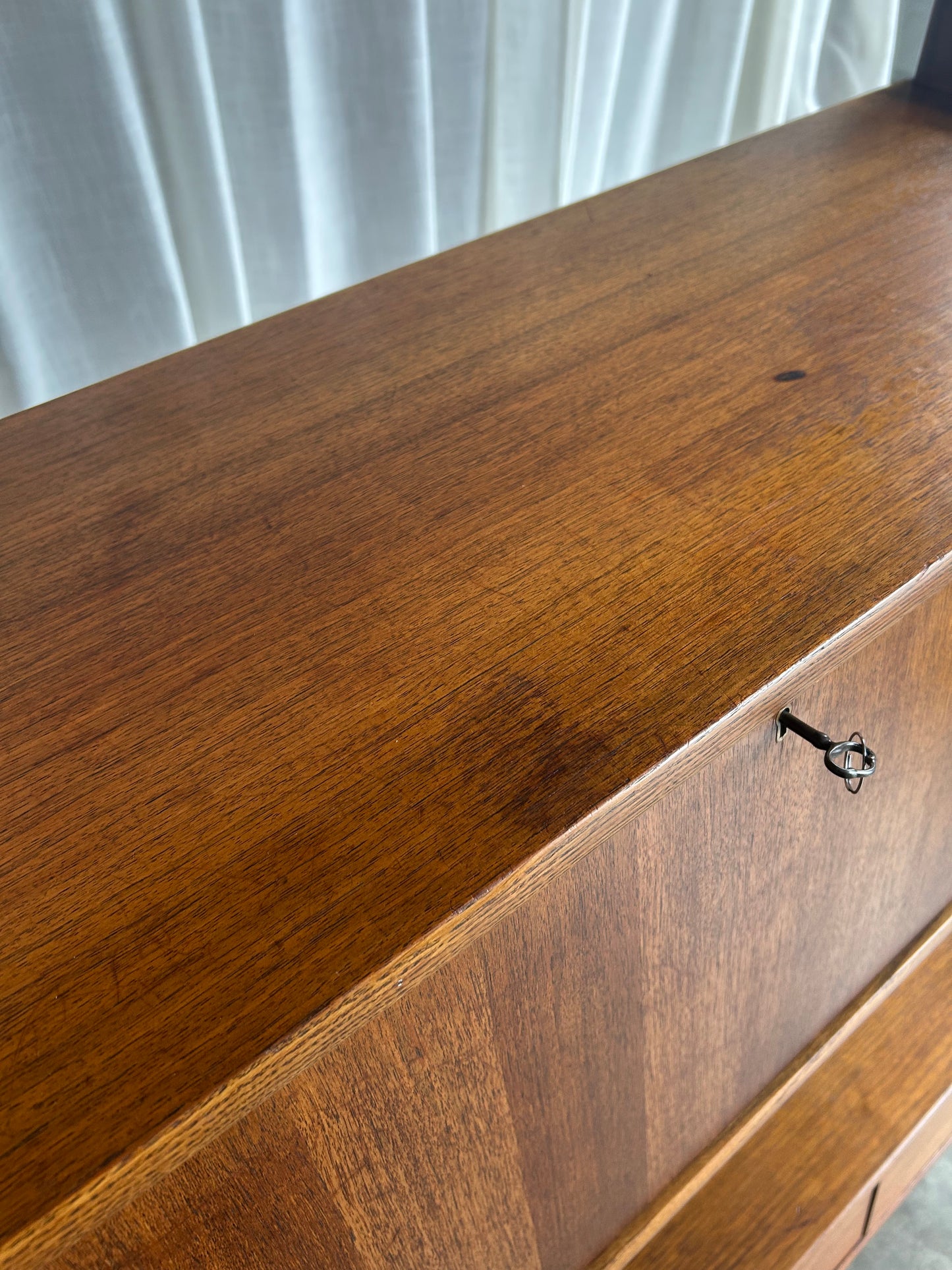Vintage Midcentury Walnut Secretary Desk Bookcase by Saginaw Furniture, Circa 1960s