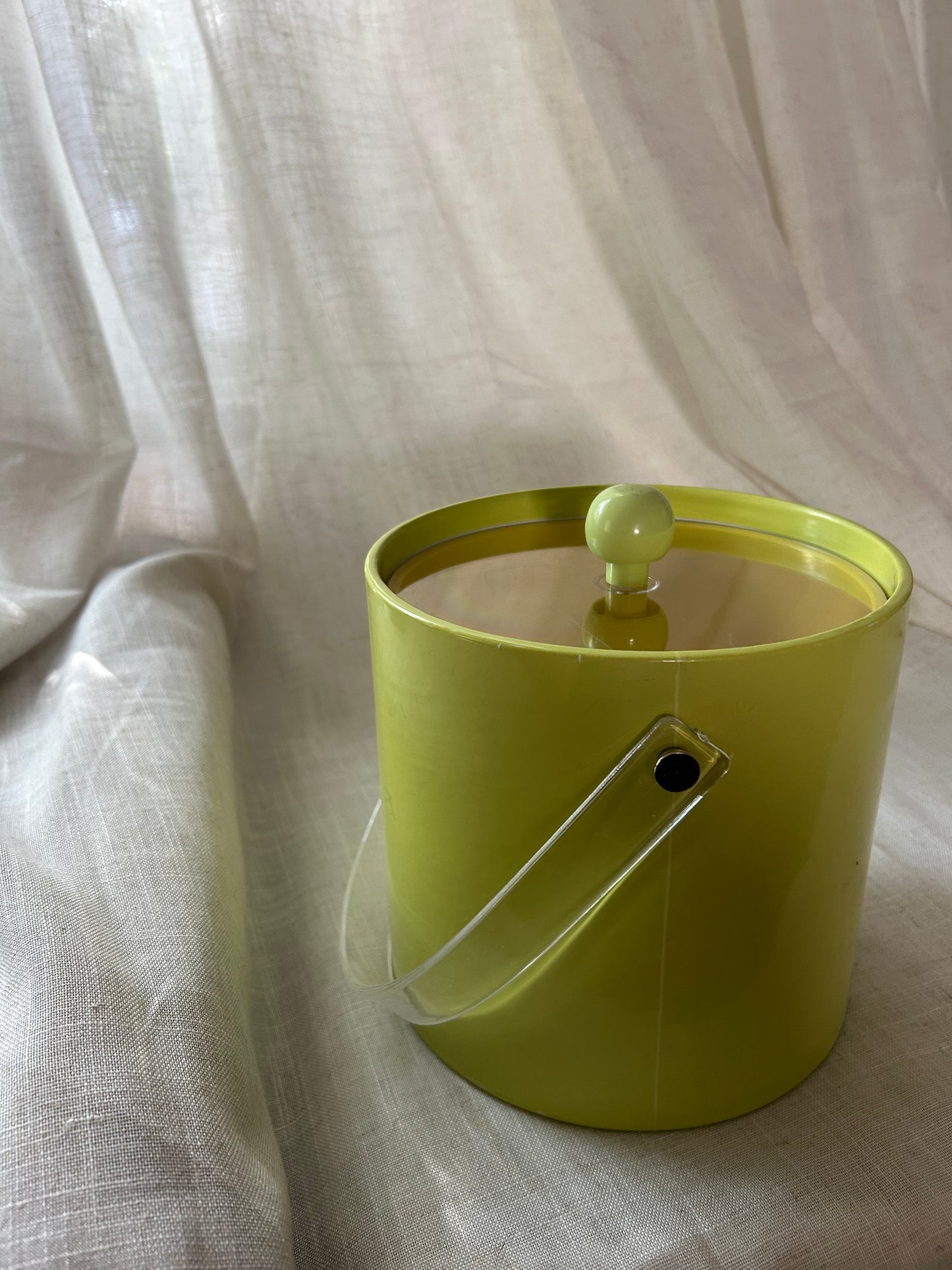 Vintage MCM Neon Yellow Acrylic Ice Bucket/Wine Chiller