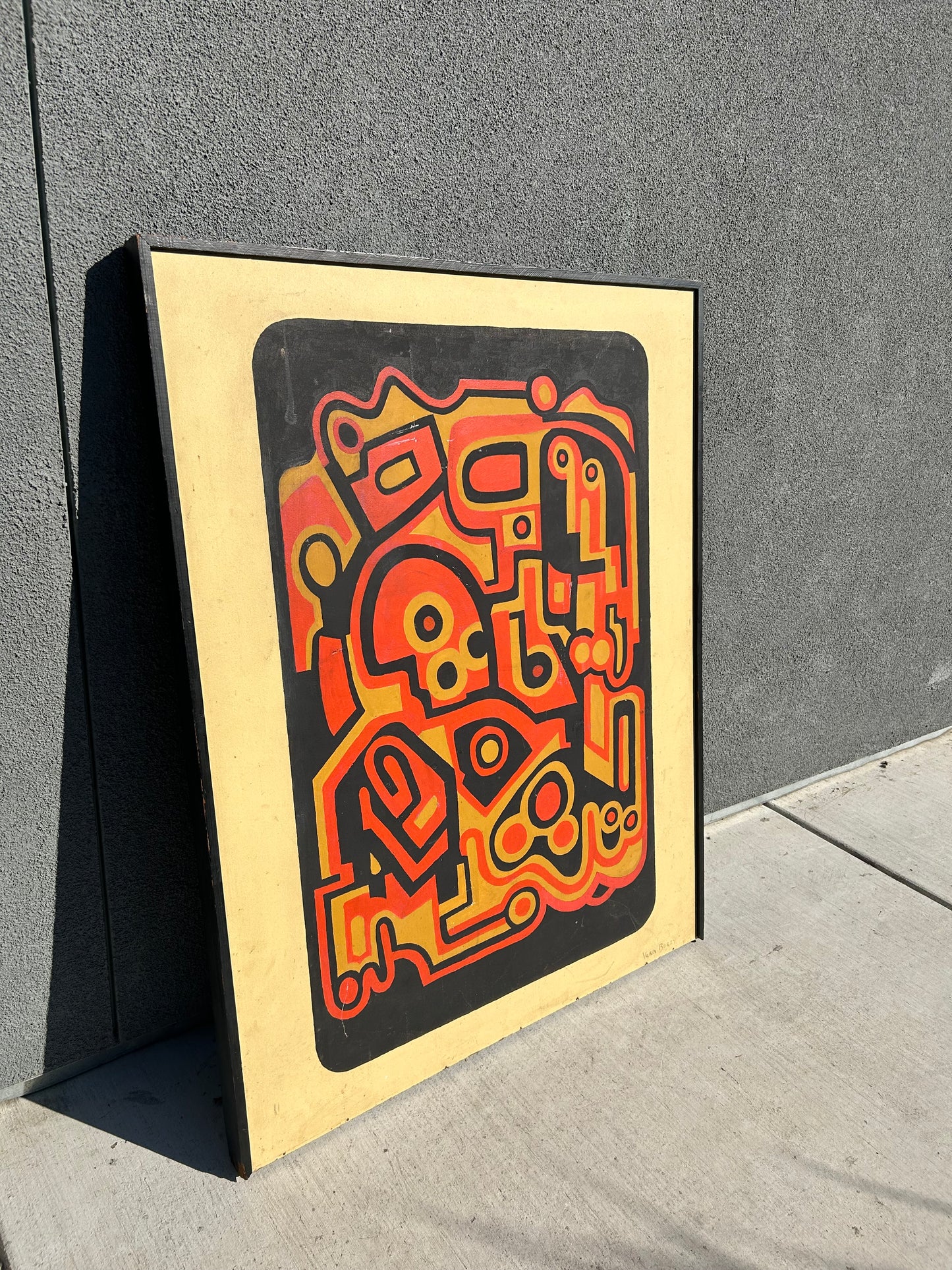 MCM Large Original Framed Abstract Painting, Circa 1960s