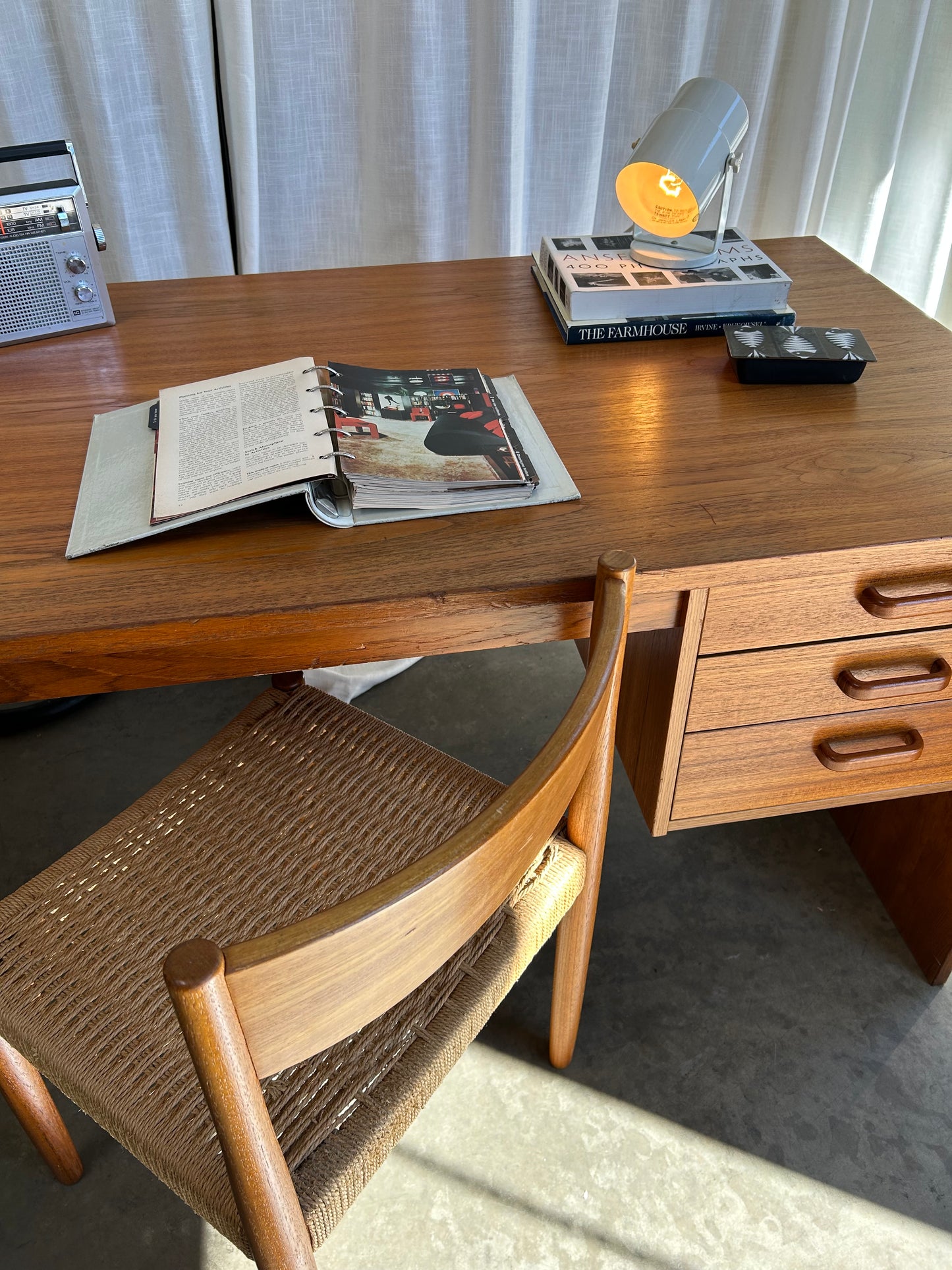 Large Danish Teak MCM Waterfall Desk and Poul Volther for Frem Rojle Chair