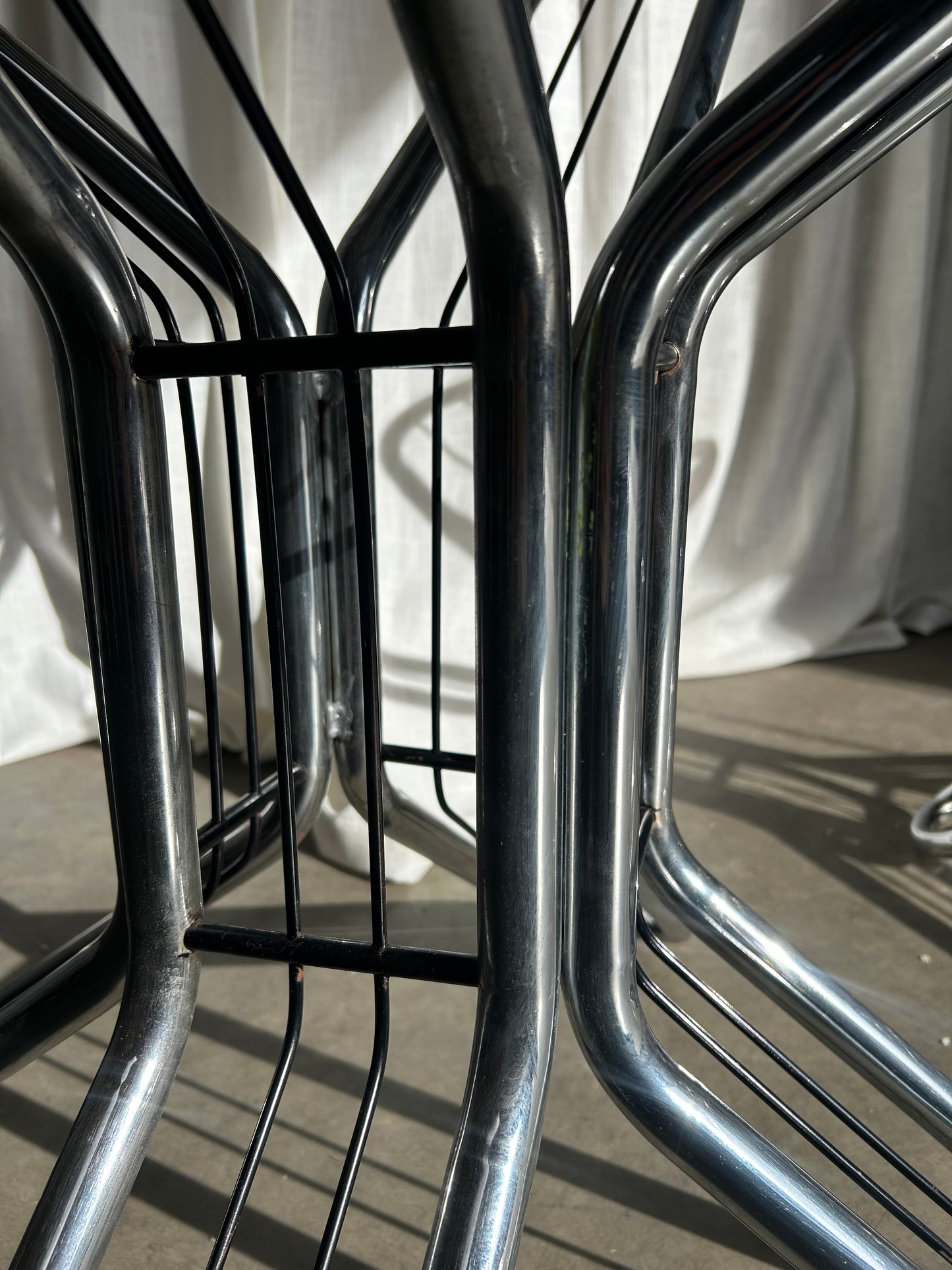 Vintage Italian MCM Chrome and Black Table Bases, in the Style of Gastone Rinaldi, Circa 1970s